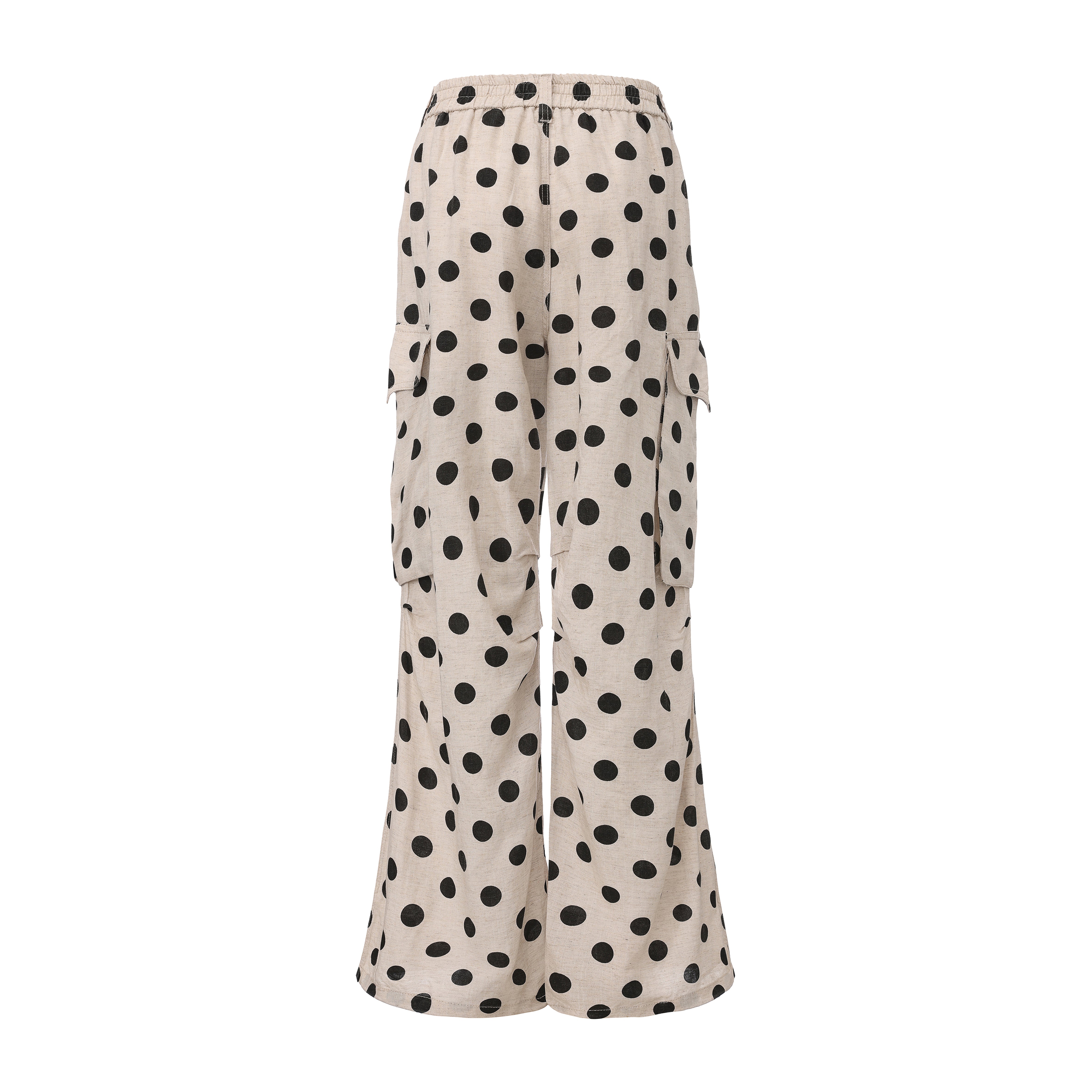 FAYCHUI Tencel-Linen Polka Dot Wide-Leg Pants