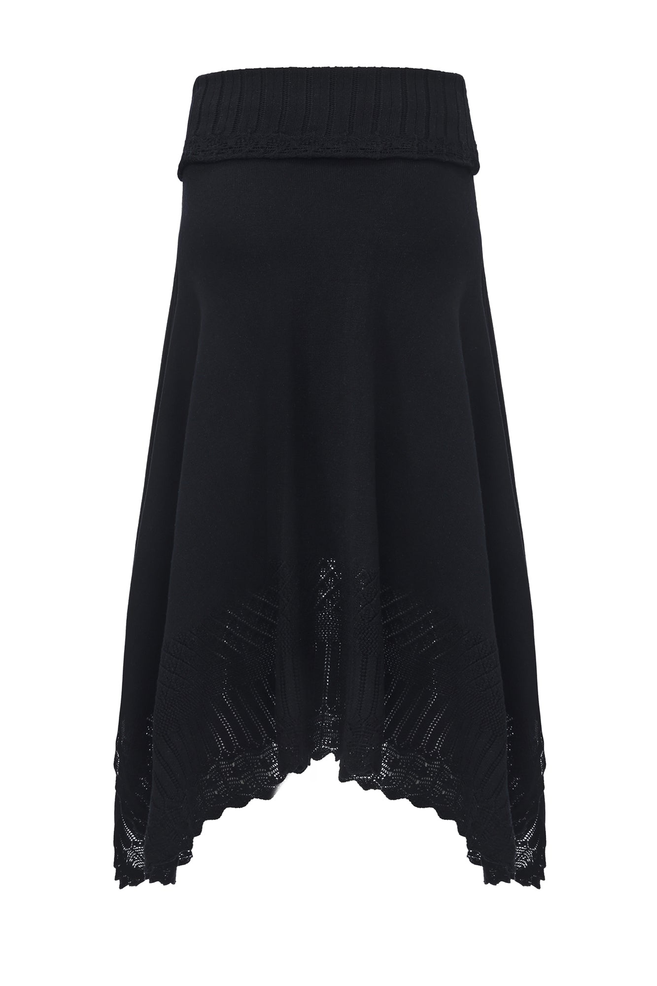VERSION9 Handkerchief Hem Knit-Trim Midi Skirt
