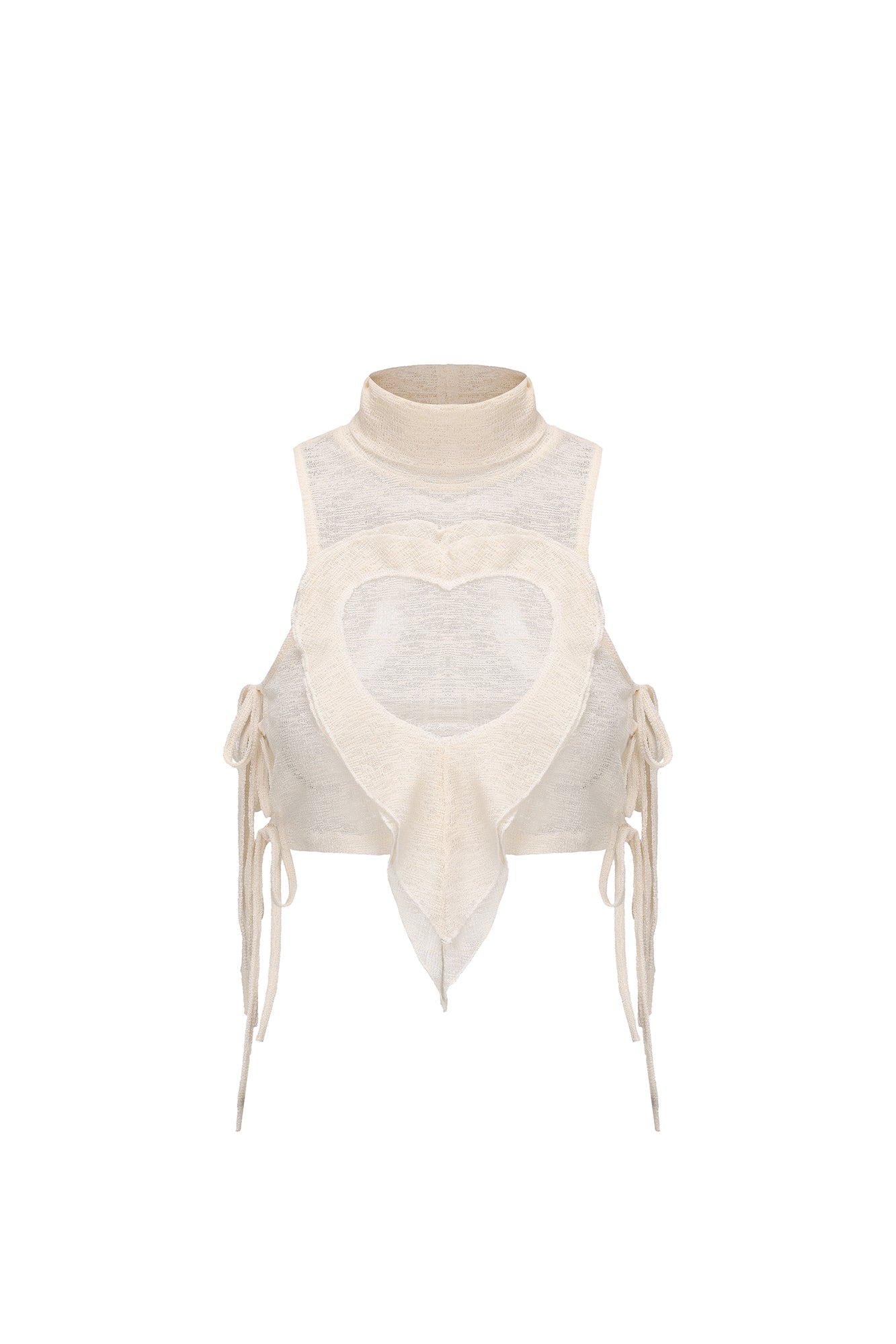FAYCHUI Sheer Heart Cut-Out Side-Tie Tank Top