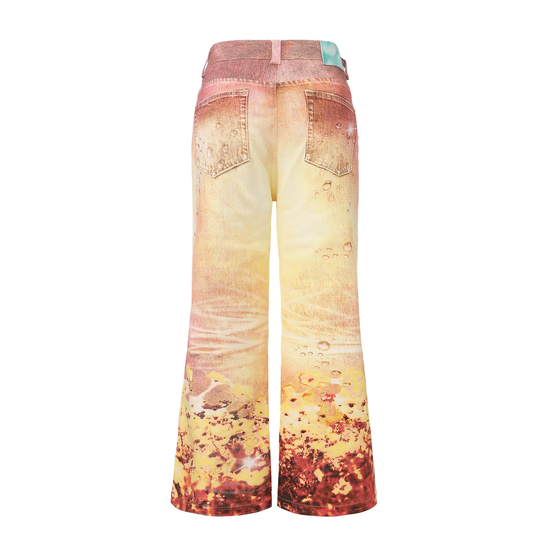 FAYCHUI Gradient Floral Full-Print Flared Pants