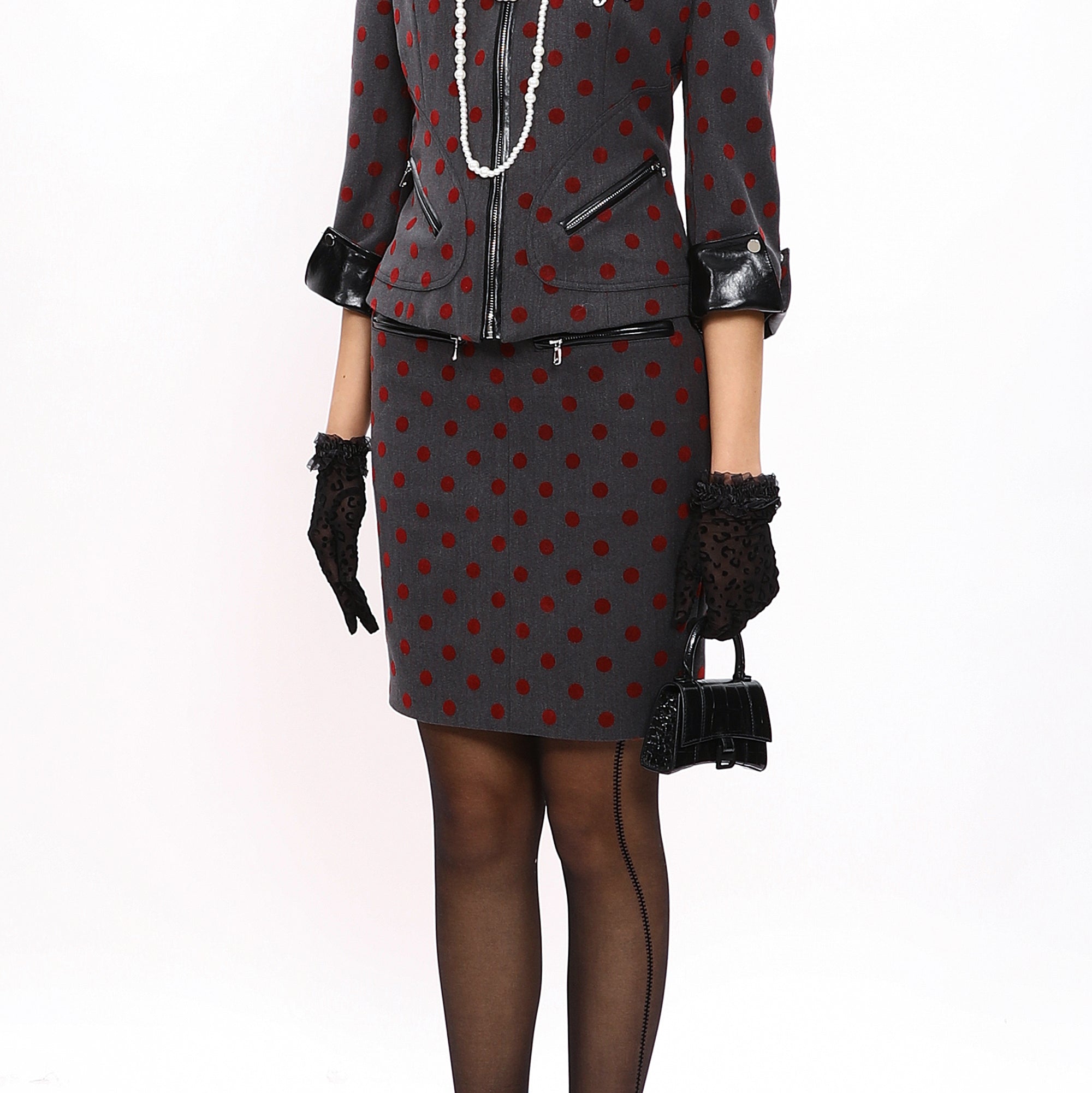 NEVER OFFEND L ANGEL Polka Dot Bodycon Mini Skirt