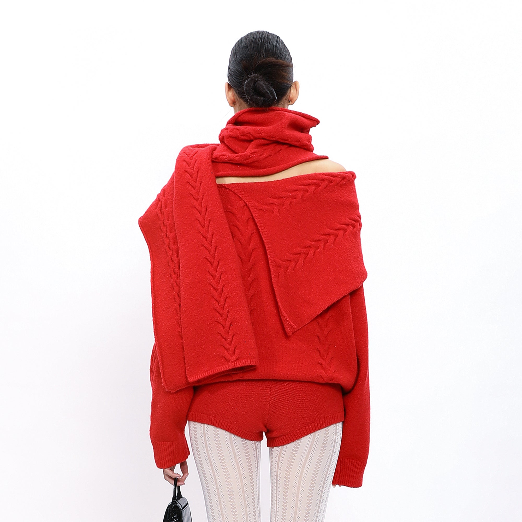 NEVER OFFEND L ANGEL Oversized Draped-Scarf Cable-Knit Sweater
