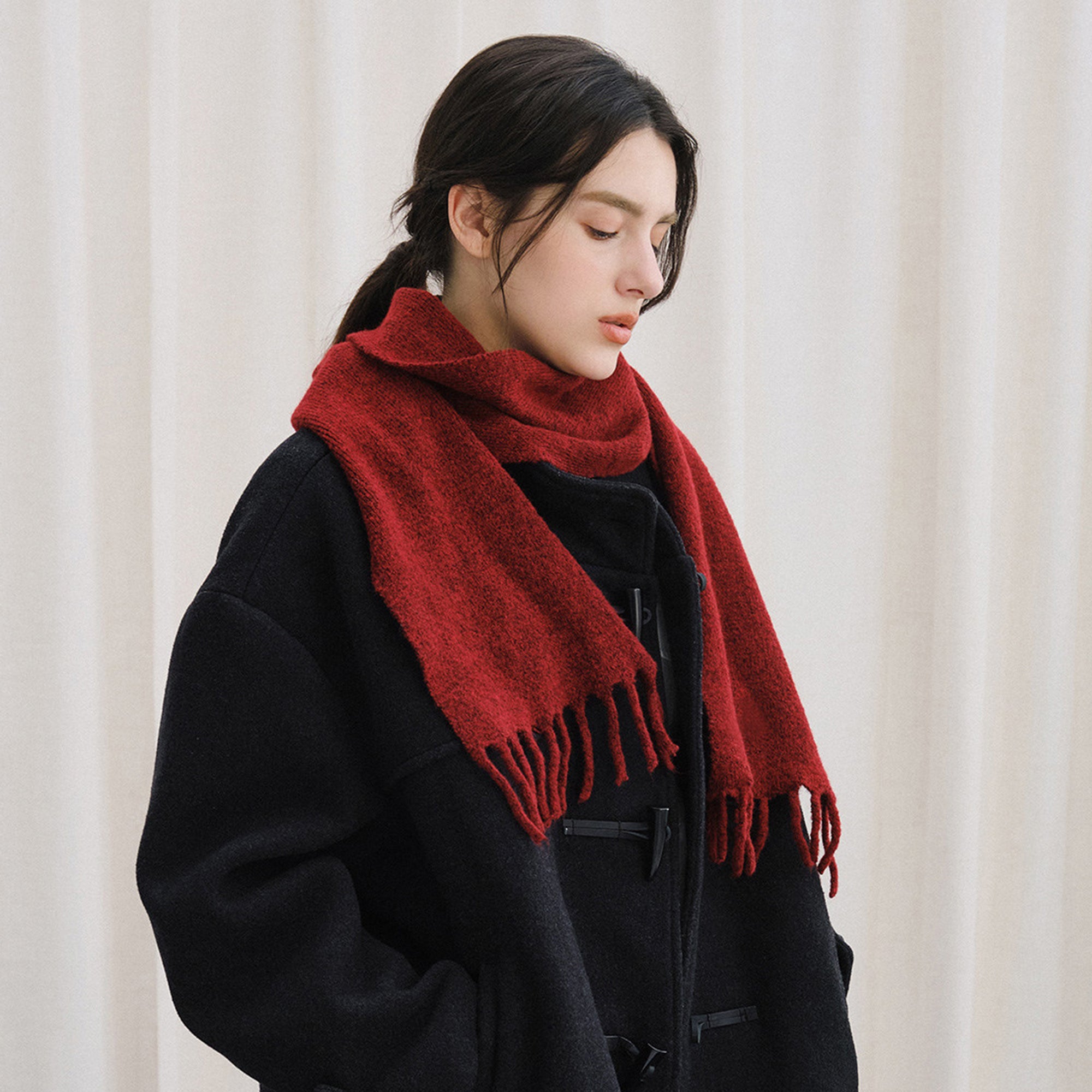 LIVINGTOWN Essential Wool-Blend Fringe Scarf