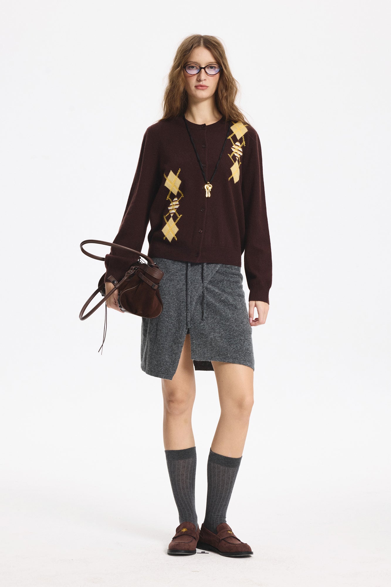 LEONSENSE Asymmetrical Wool-Blend Wrap Skirt