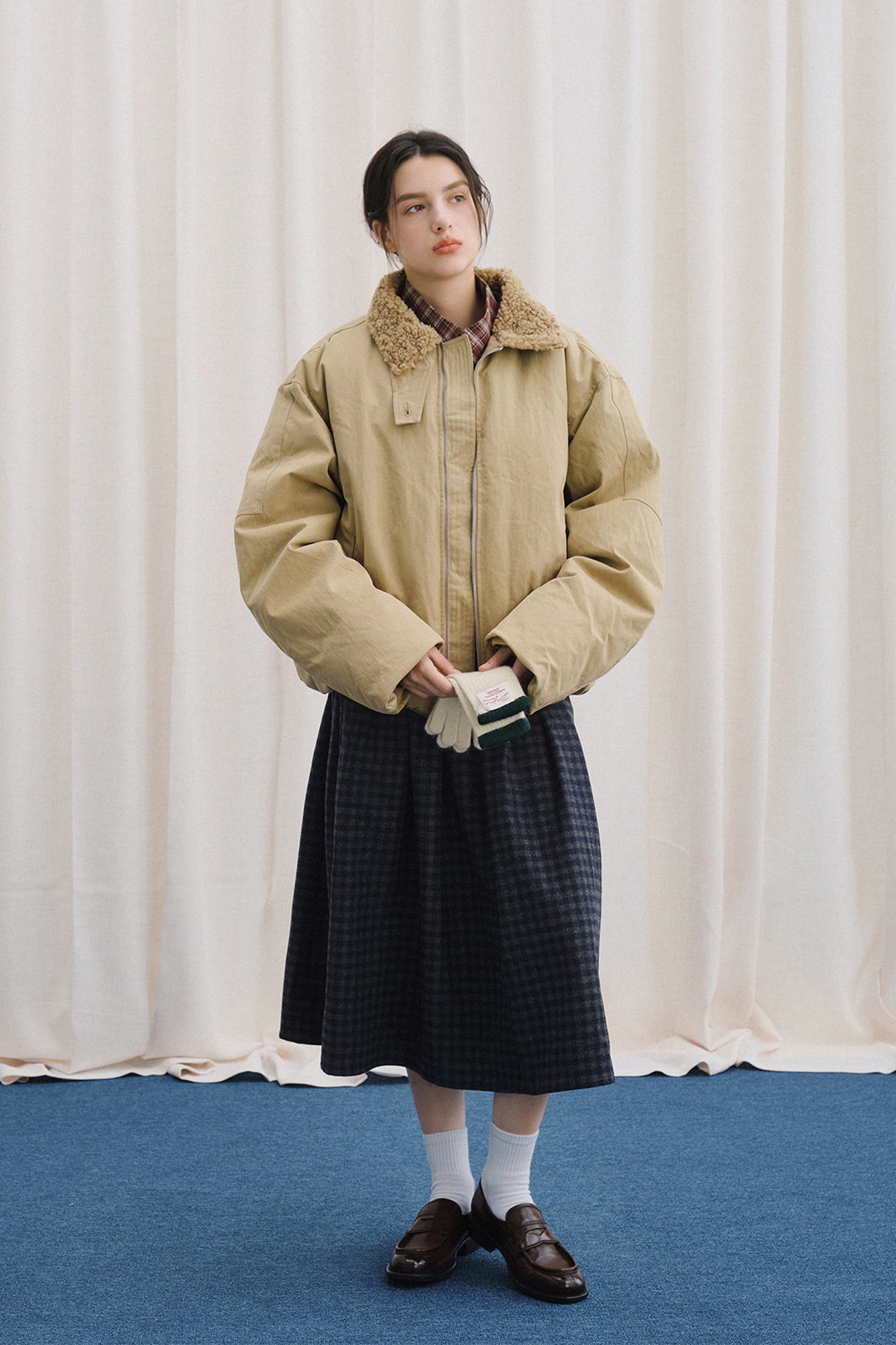 LIVINGTOWN Fleece-Lined Tab Collar Sorona Jacket