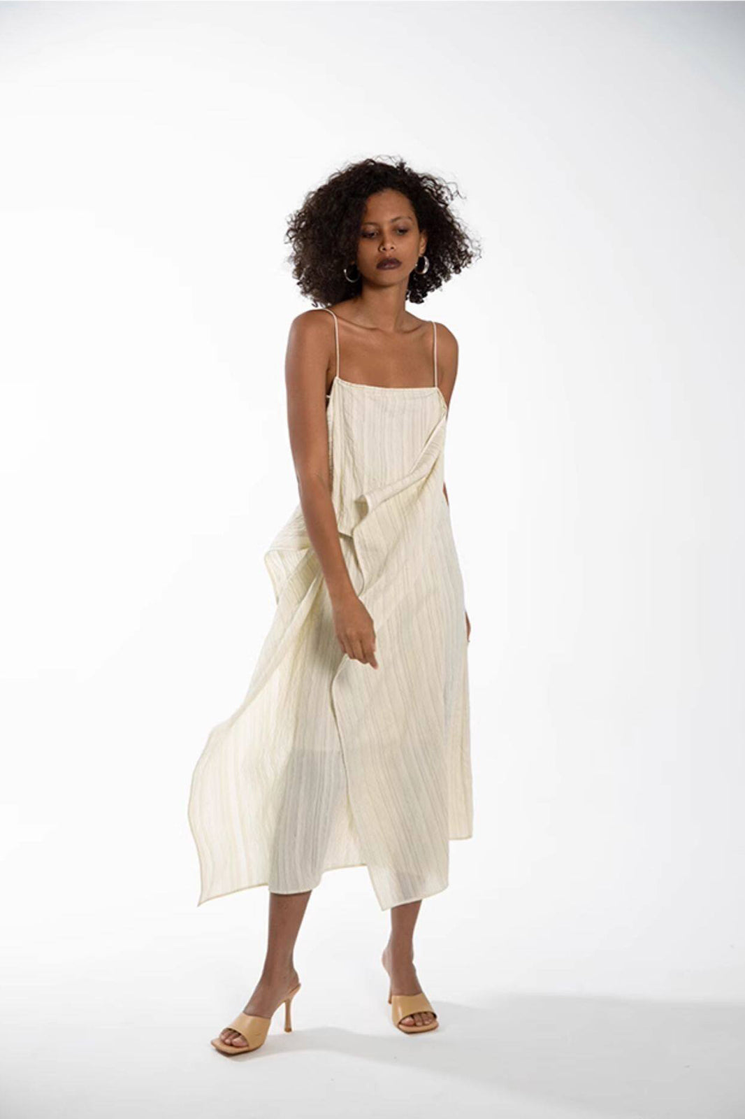 CAIRA Draped Panel Cami Midi Dress