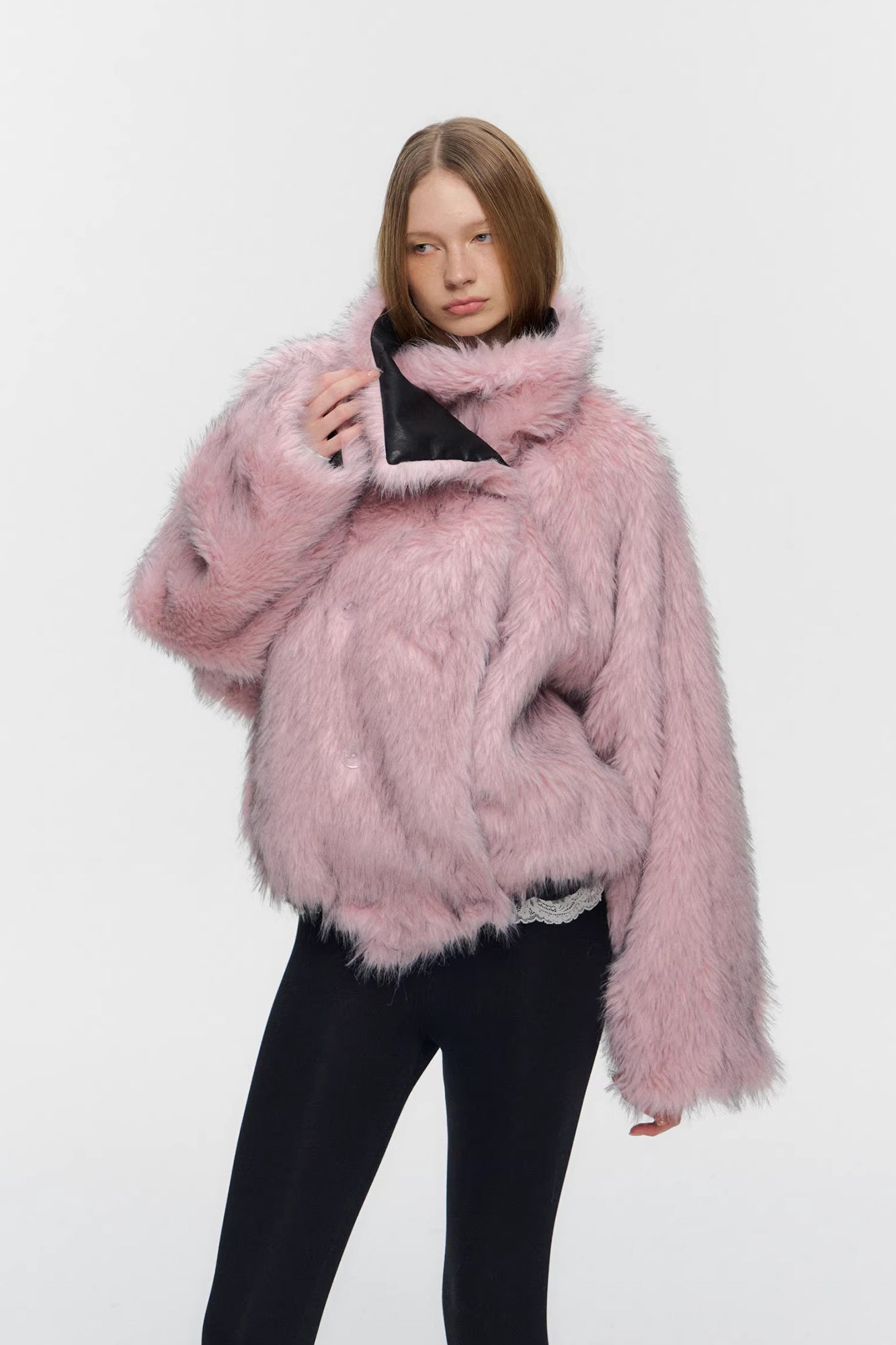 10AMSOTIIIIIIRED Reversible Faux-Leather & Faux-Fur Biker Jacket