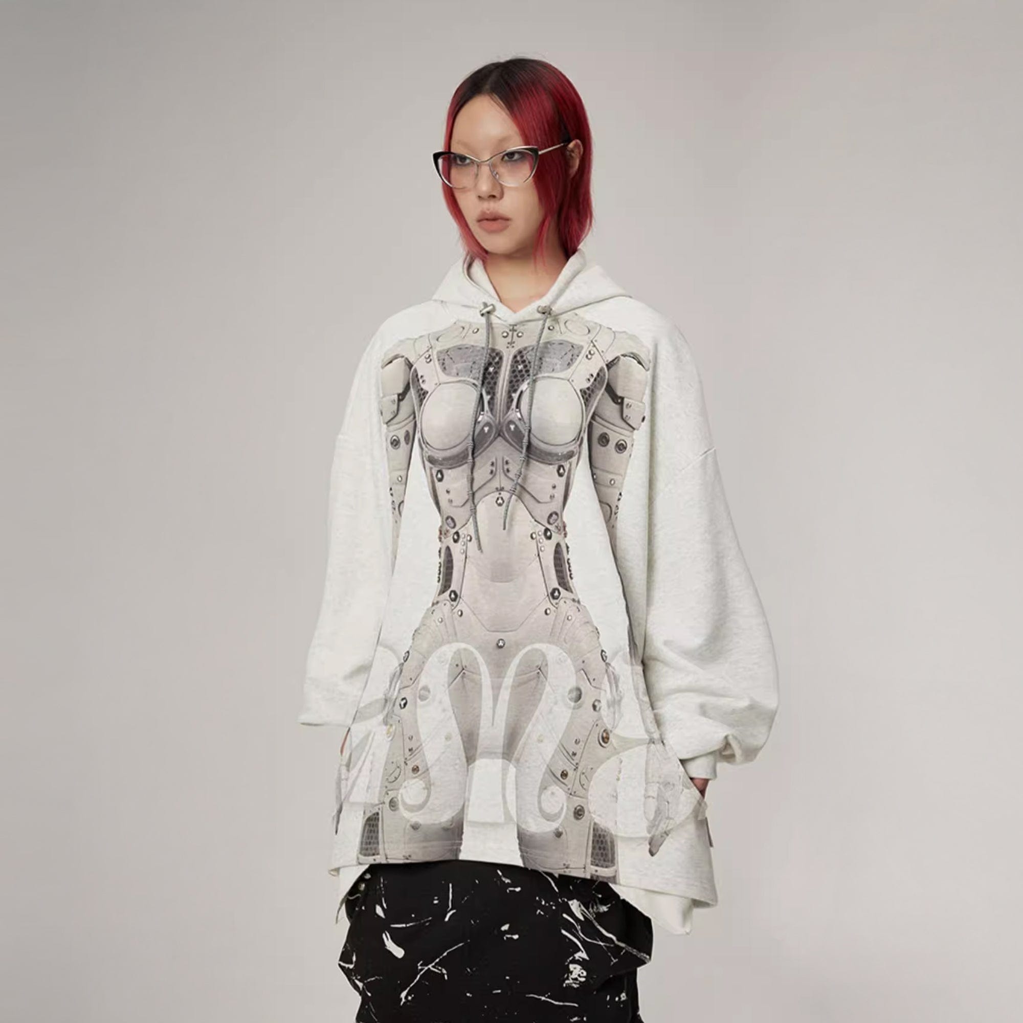 DAMAGE ASIA Cyber Robot Graphic Oversized Hoodie