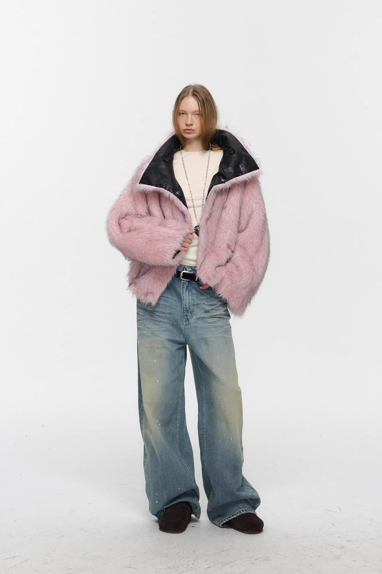 10AMSOTIIIIIIRED Reversible Faux-Leather & Faux-Fur Biker Jacket