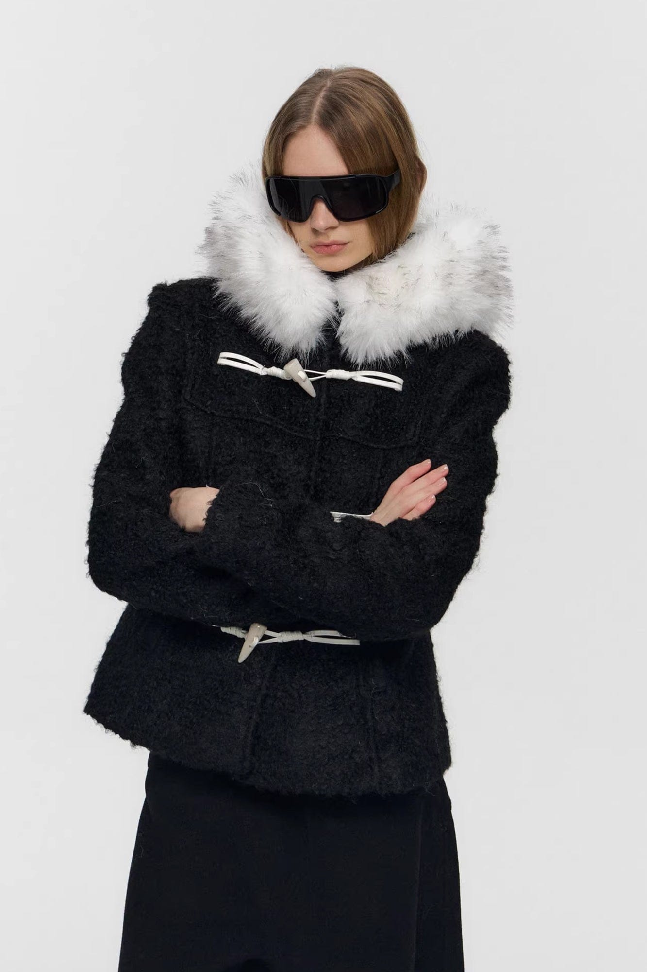 10AMSOTIIIIIIRED Contrast Toggle Wool-Blend Hooded Jacket