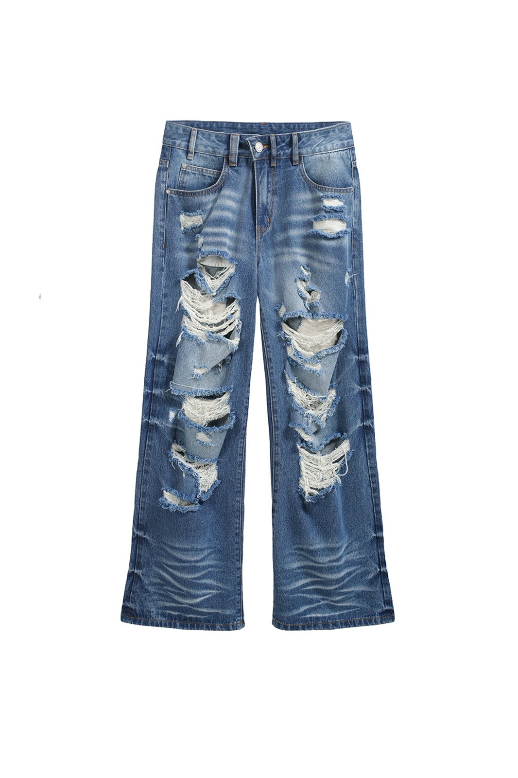 FULLTIDE Distressed Washed Wide-Leg Jeans