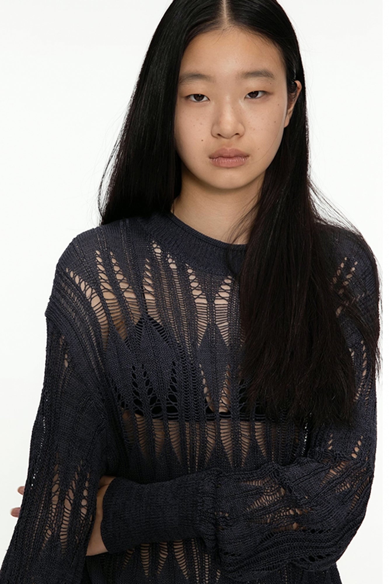 OINIMI Geometric Open-Knit Pullover