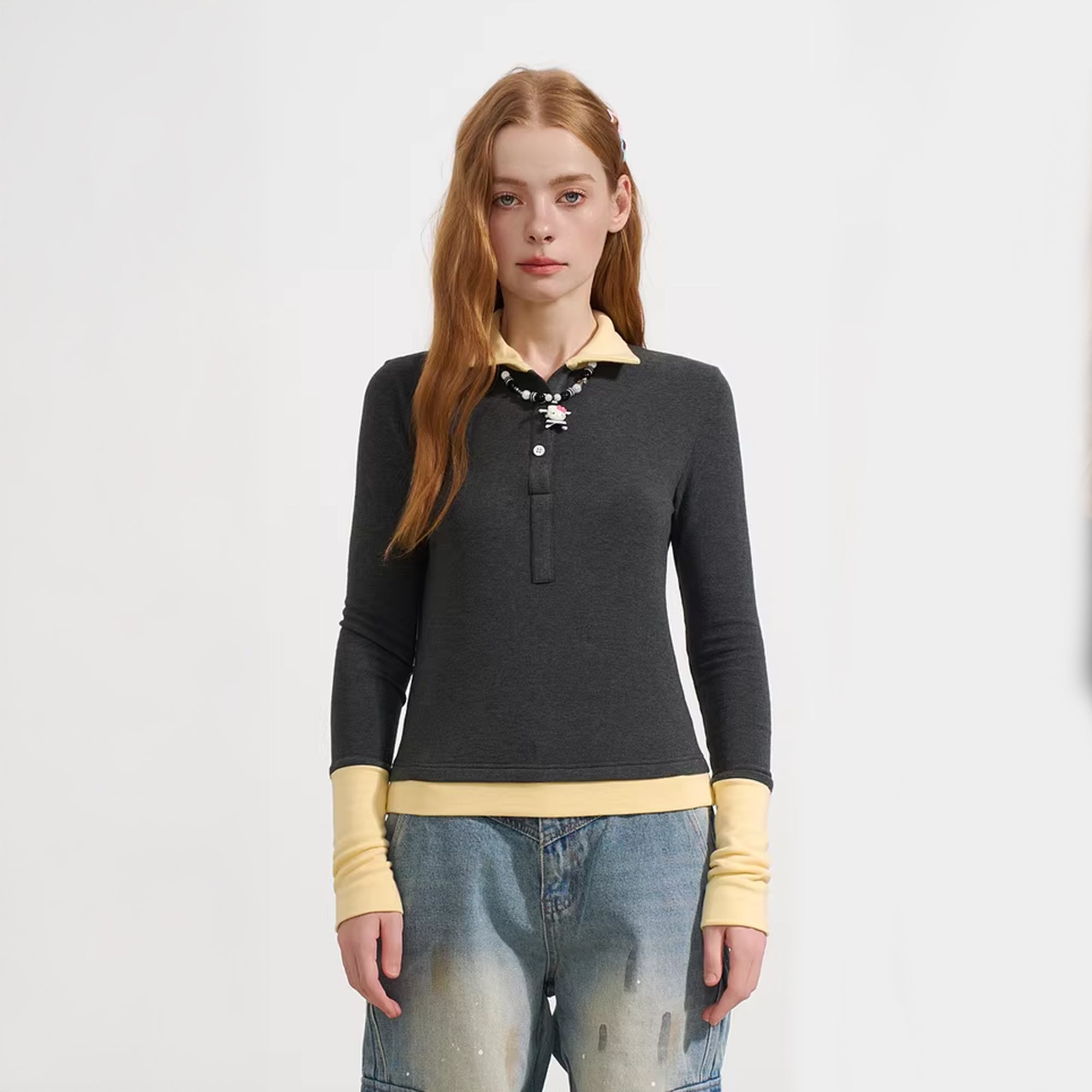 SOFITTE Collared Faux Layered Long-Sleeve Tee