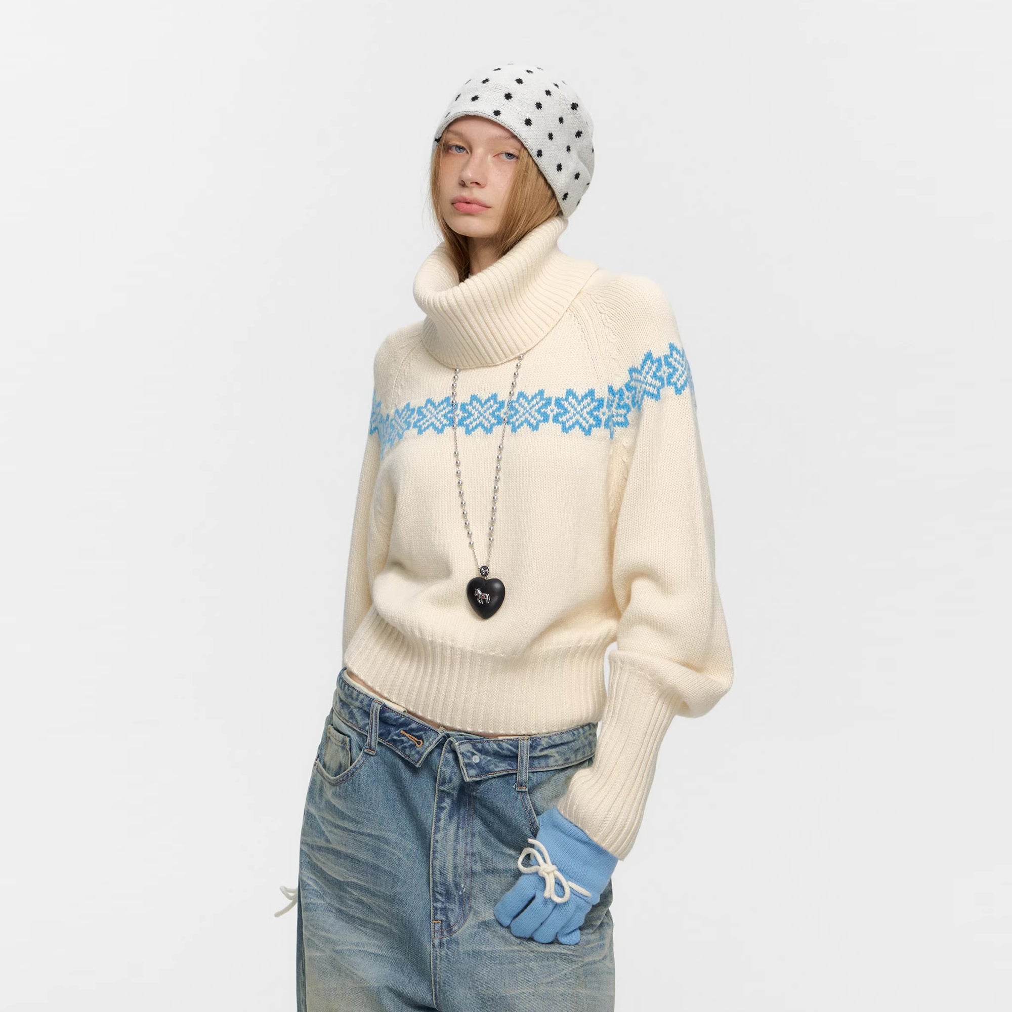 10AMSOTIIIIIIRED Detachable Turtleneck Wool-Blend Fair Isle Sweater