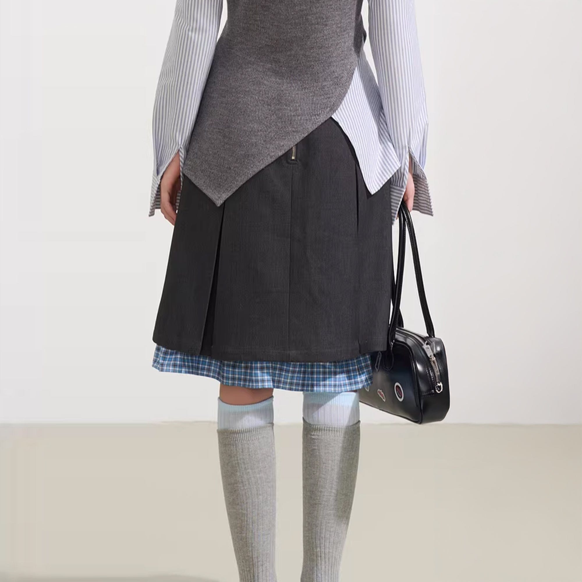 SOFITTE Tie-Waist Pleated Layered Mini Skirt