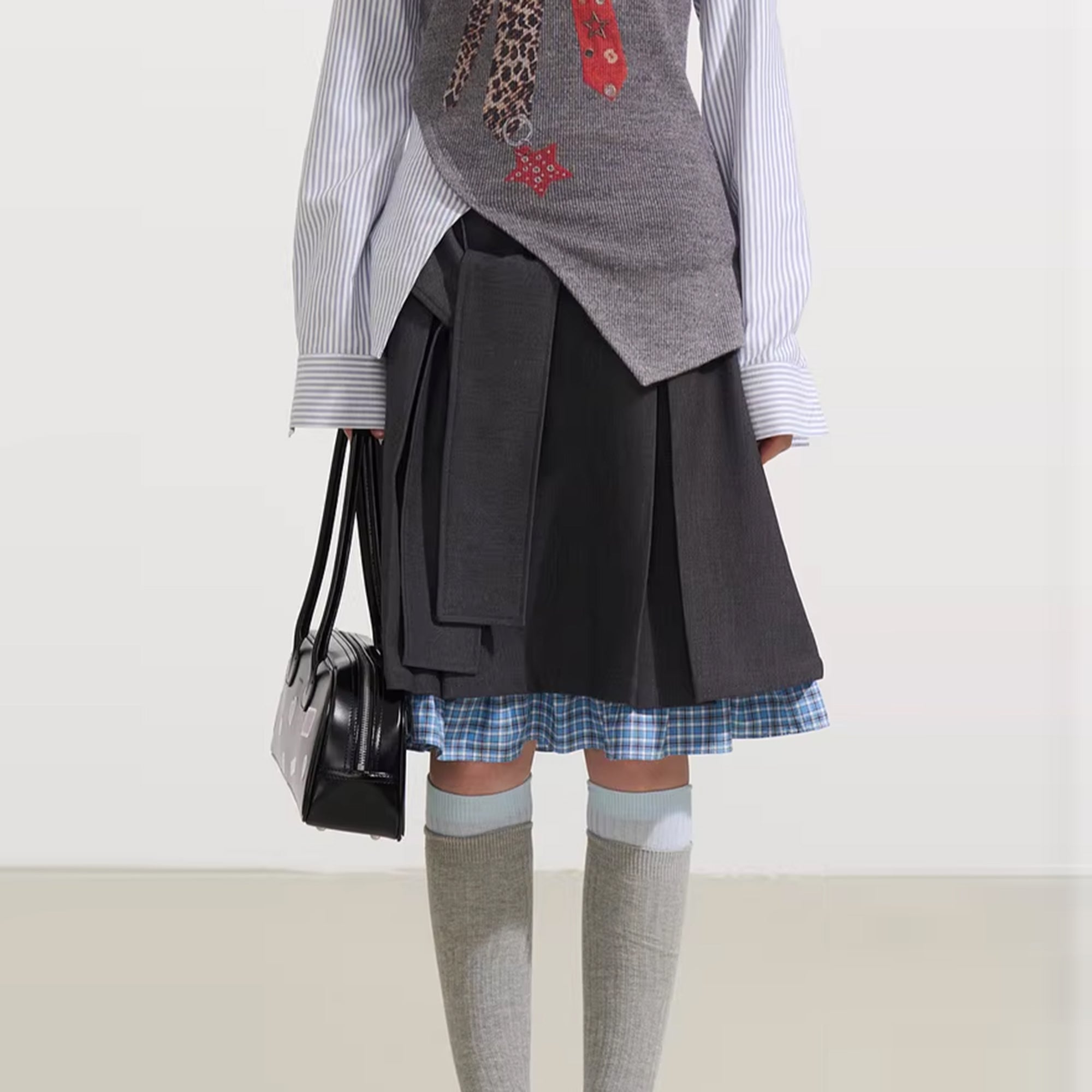 SOFITTE Tie-Waist Pleated Layered Mini Skirt