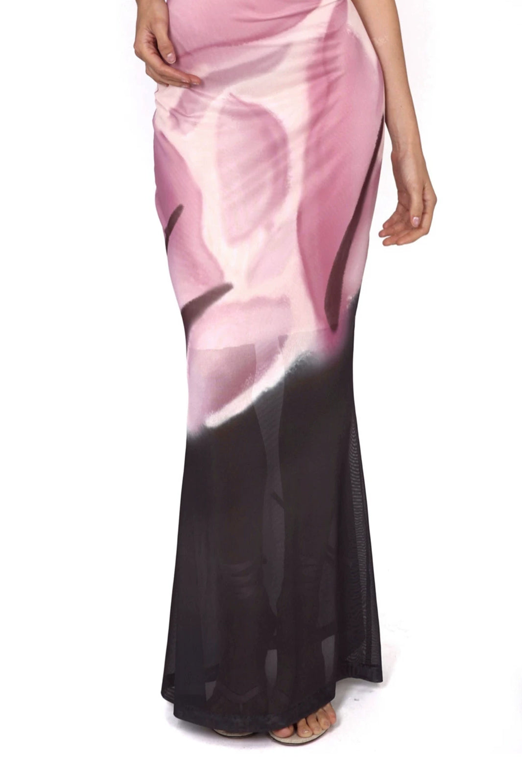SCARLET SAGE Gradient Mesh Fitted Fishtail Dress