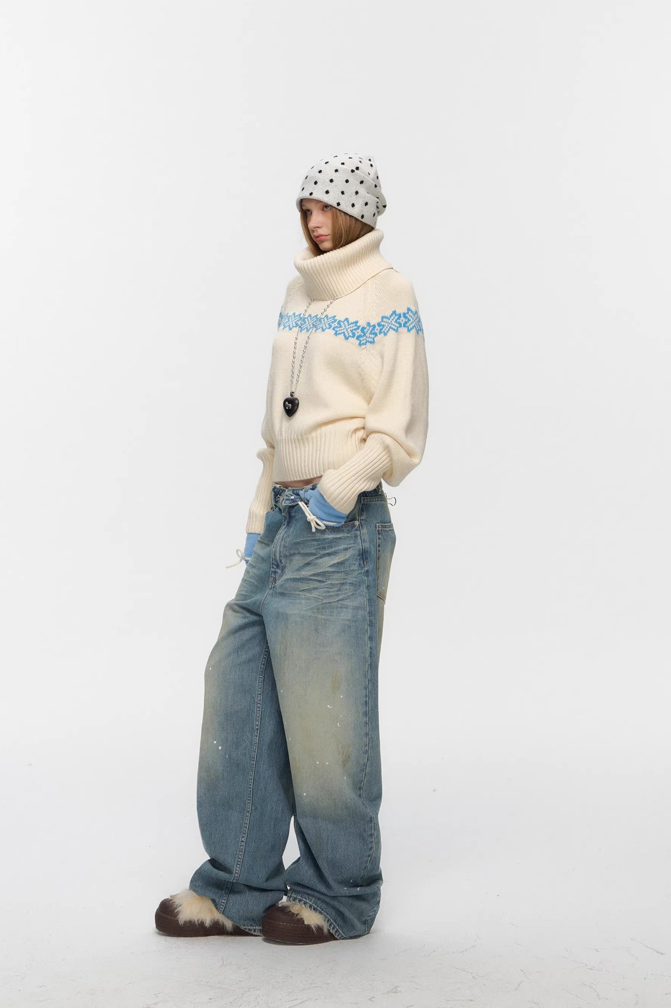 10AMSOTIIIIIIRED Detachable Turtleneck Wool-Blend Fair Isle Sweater