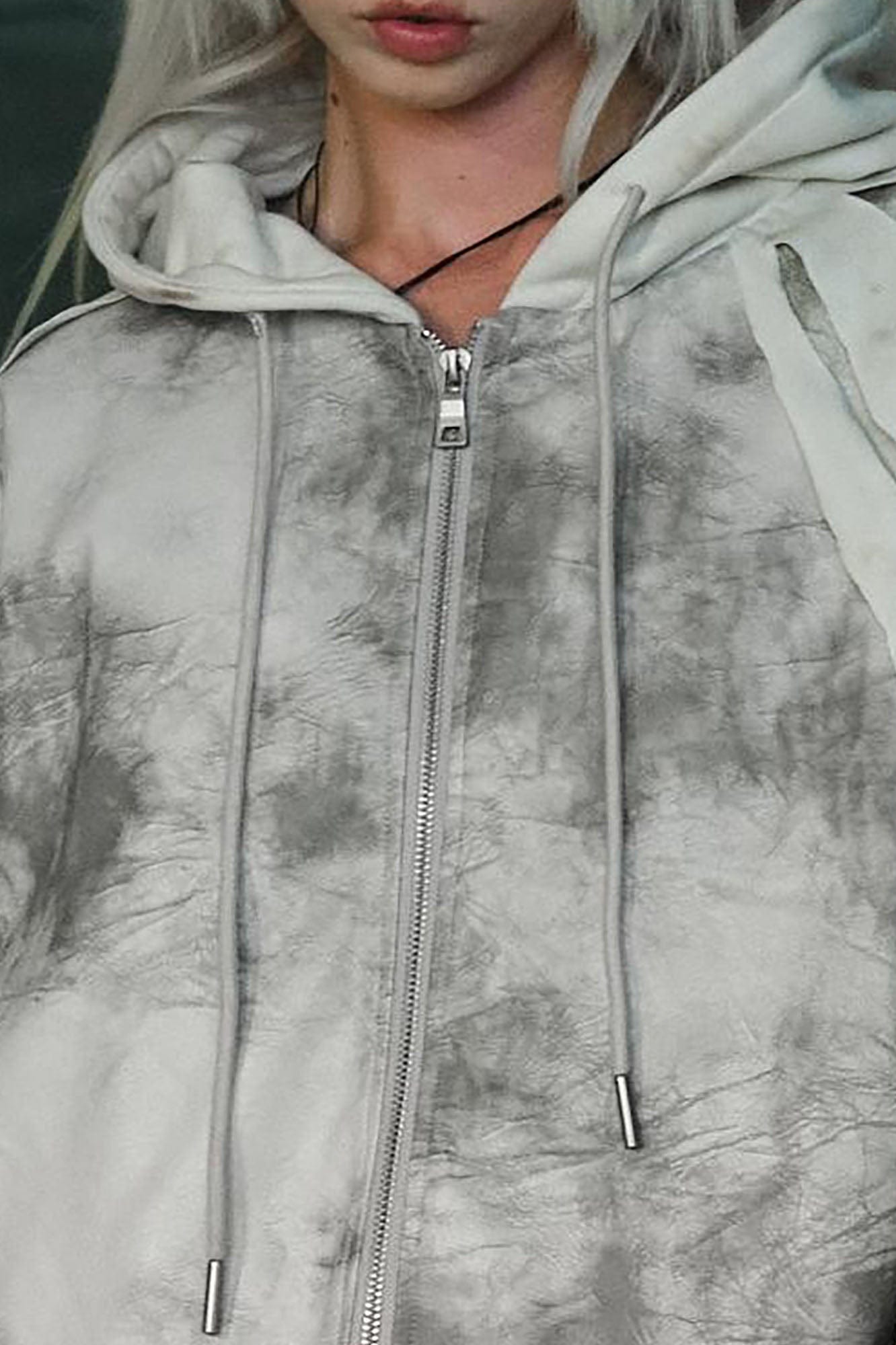 RECOVER ZONE Distressed Slashed PU Layered Hooded Jacket, premium urban and streetwear designers apparel on PROJECTISR.com, RECOVER ZONE