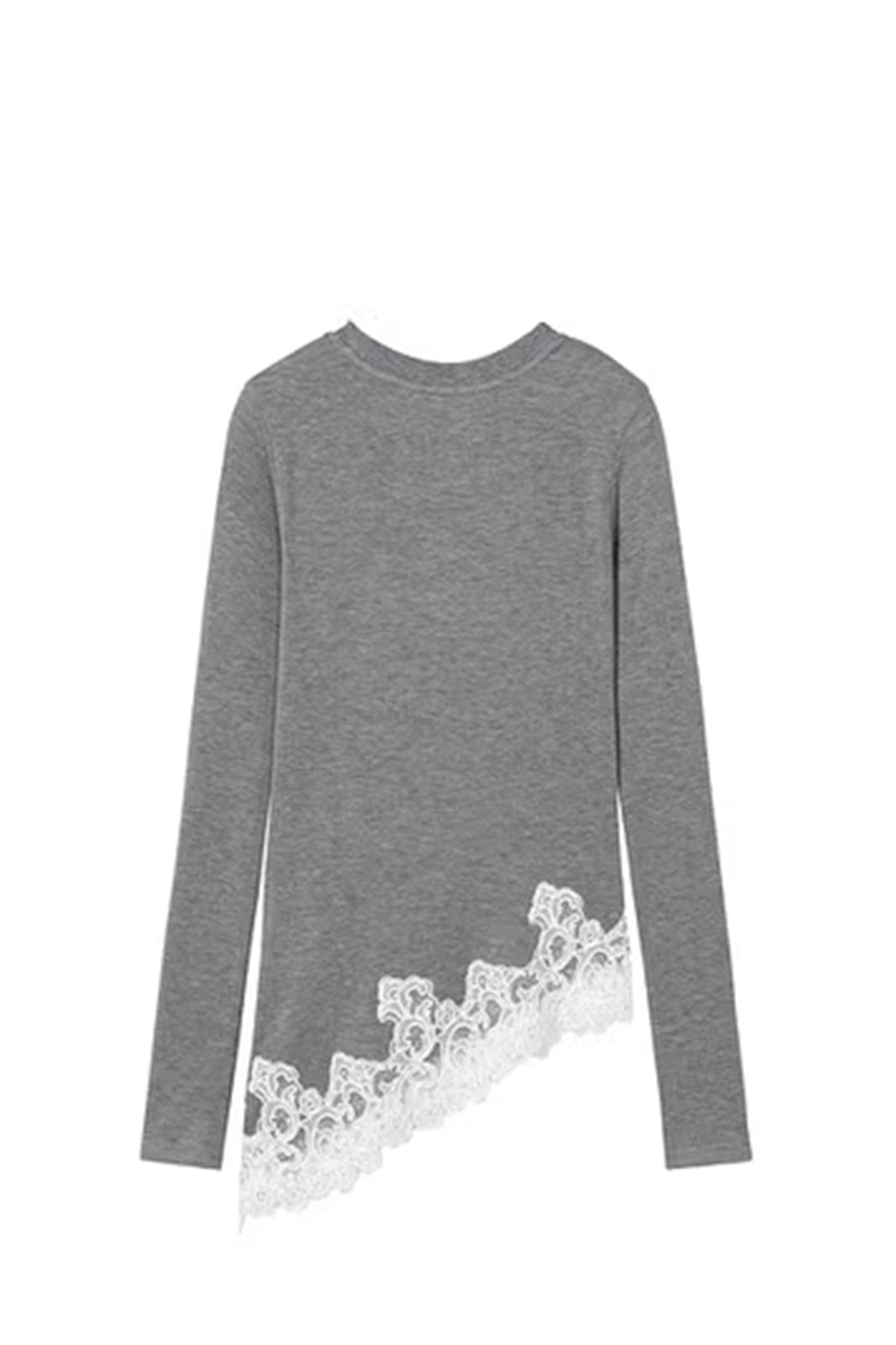 SOFITTE Asymmetric Lace-Hem Slim Long-Sleeve Tee