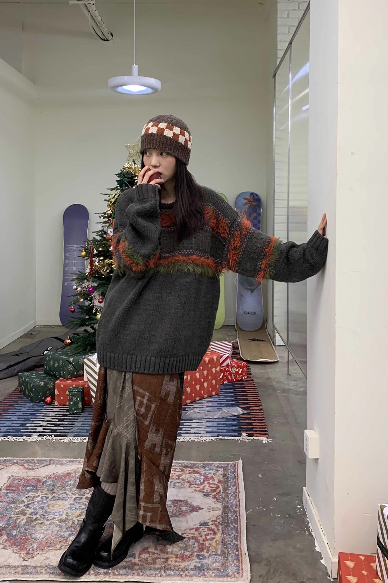 NEVERSEEZ Retro Eyelash-Stripe Sweater