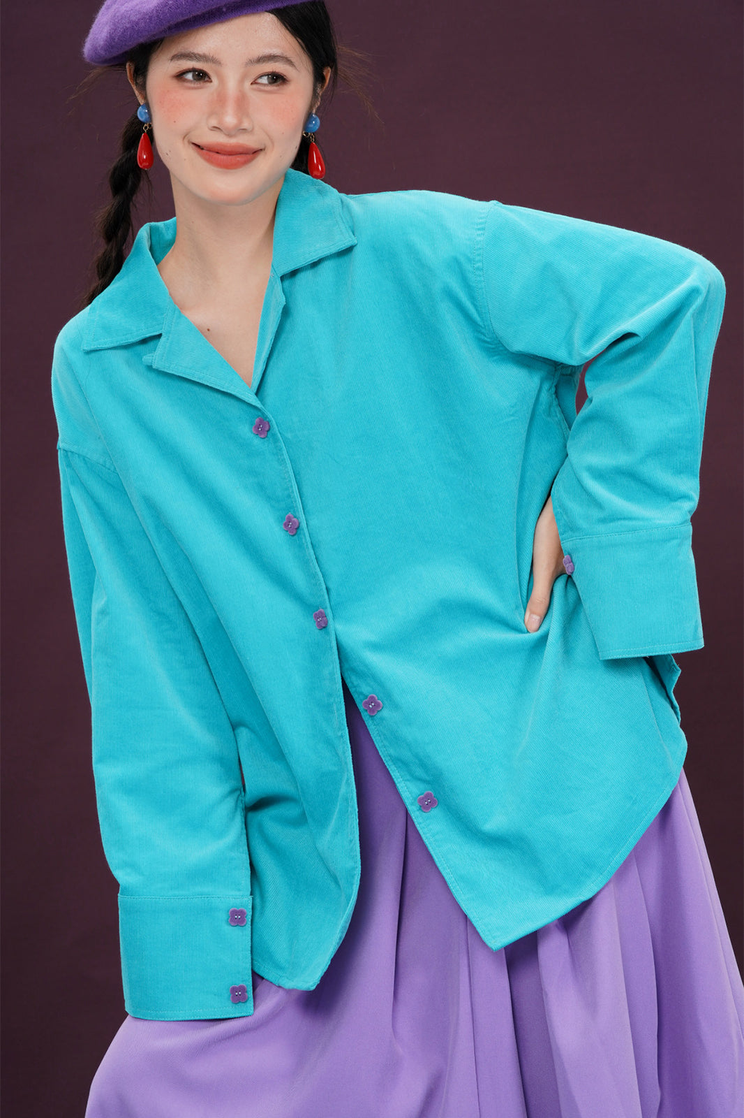 NOPMOB Retro Boho Corduroy Wide-Fit Shirt