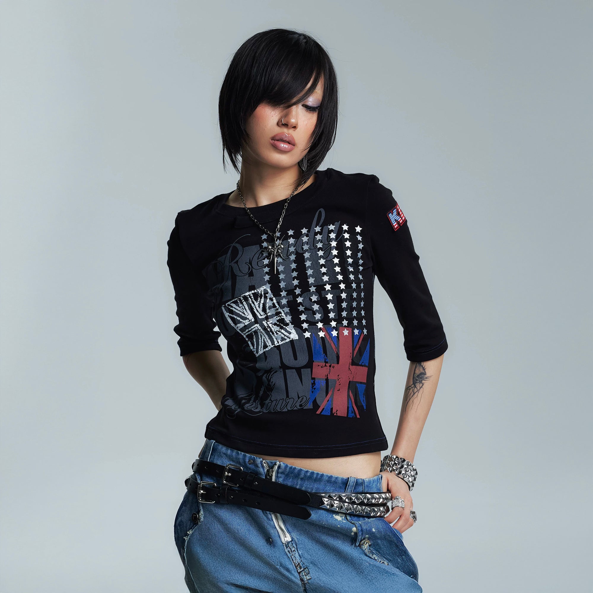 NONAME SPACE Union Jack Graphic Slim Tee