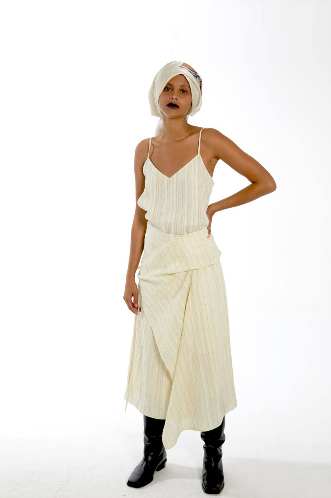 CAIRA Crinkled Cami Top & Layered Midi Skirt Set