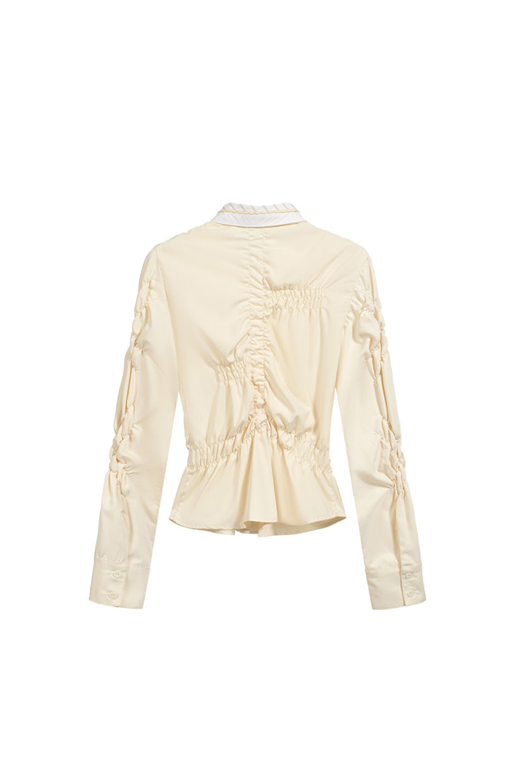 9266 STUDIO Asymmetrical Ruched Waist Shirt