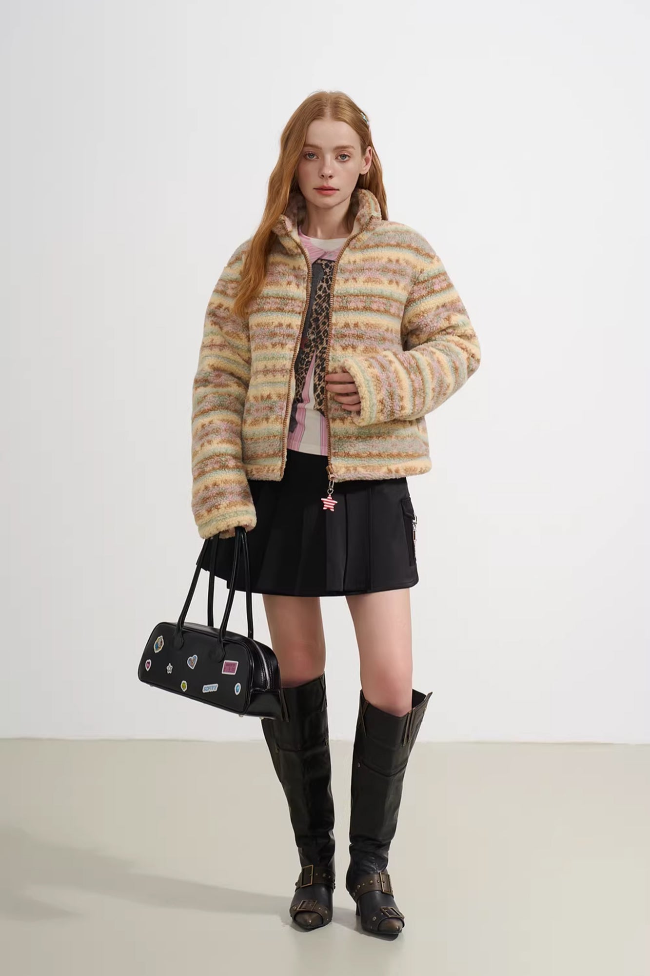 SOFITTE Stripes Fair Isle Faux-Shearling Jacket