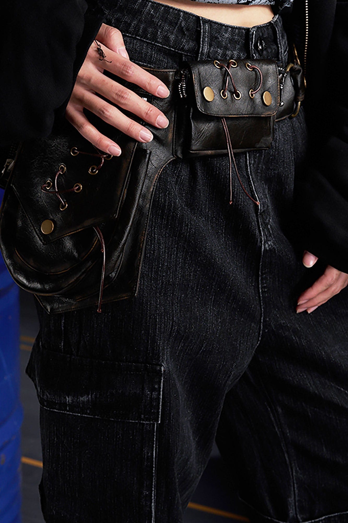RECOVER ZONE Multi-Pocket Wide-Leg Utility Jeans, premium urban and streetwear designers apparel on PROJECTISR.com, RECOVER ZONE