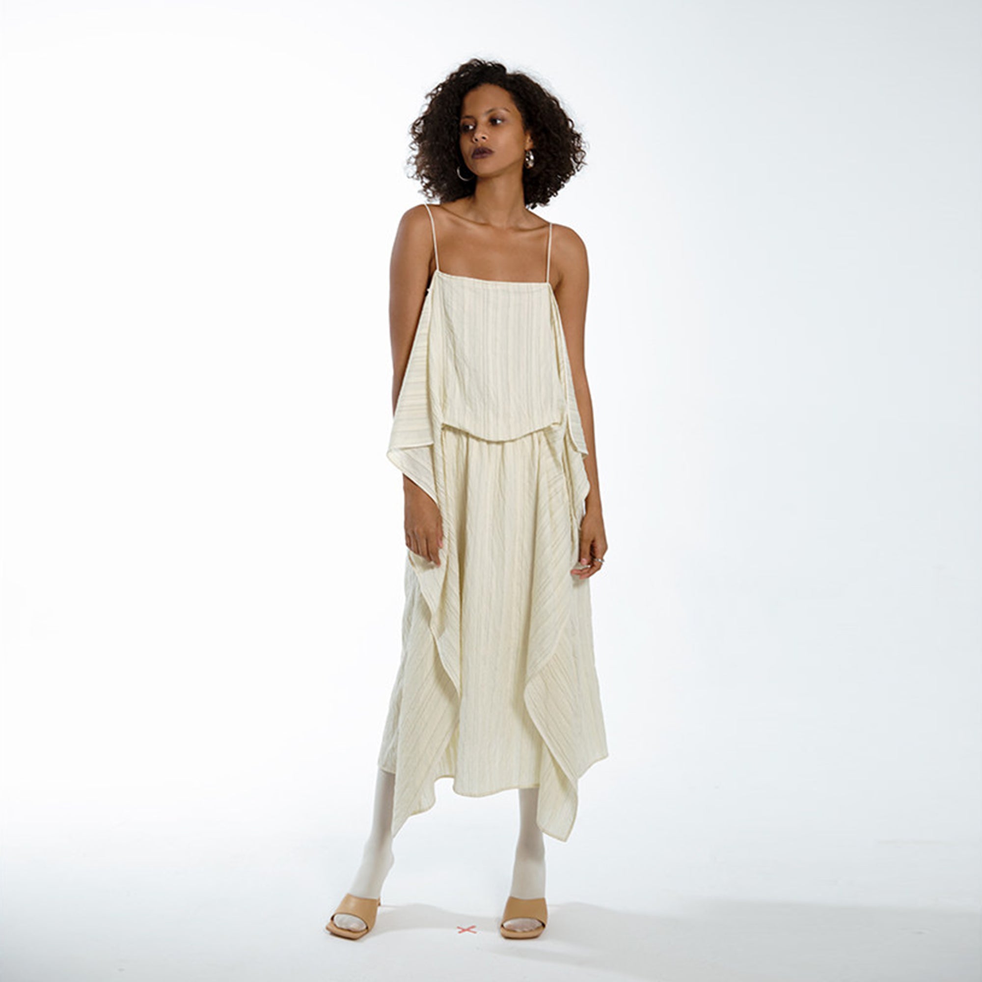 CAIRA Draped Panel Cami Midi Dress