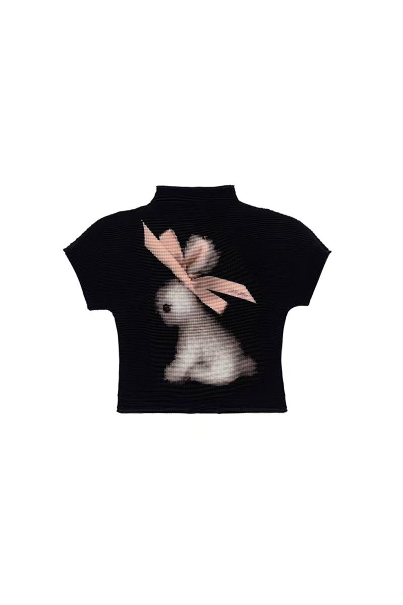 MOF Bunny Graphic Pleated T-Shirt