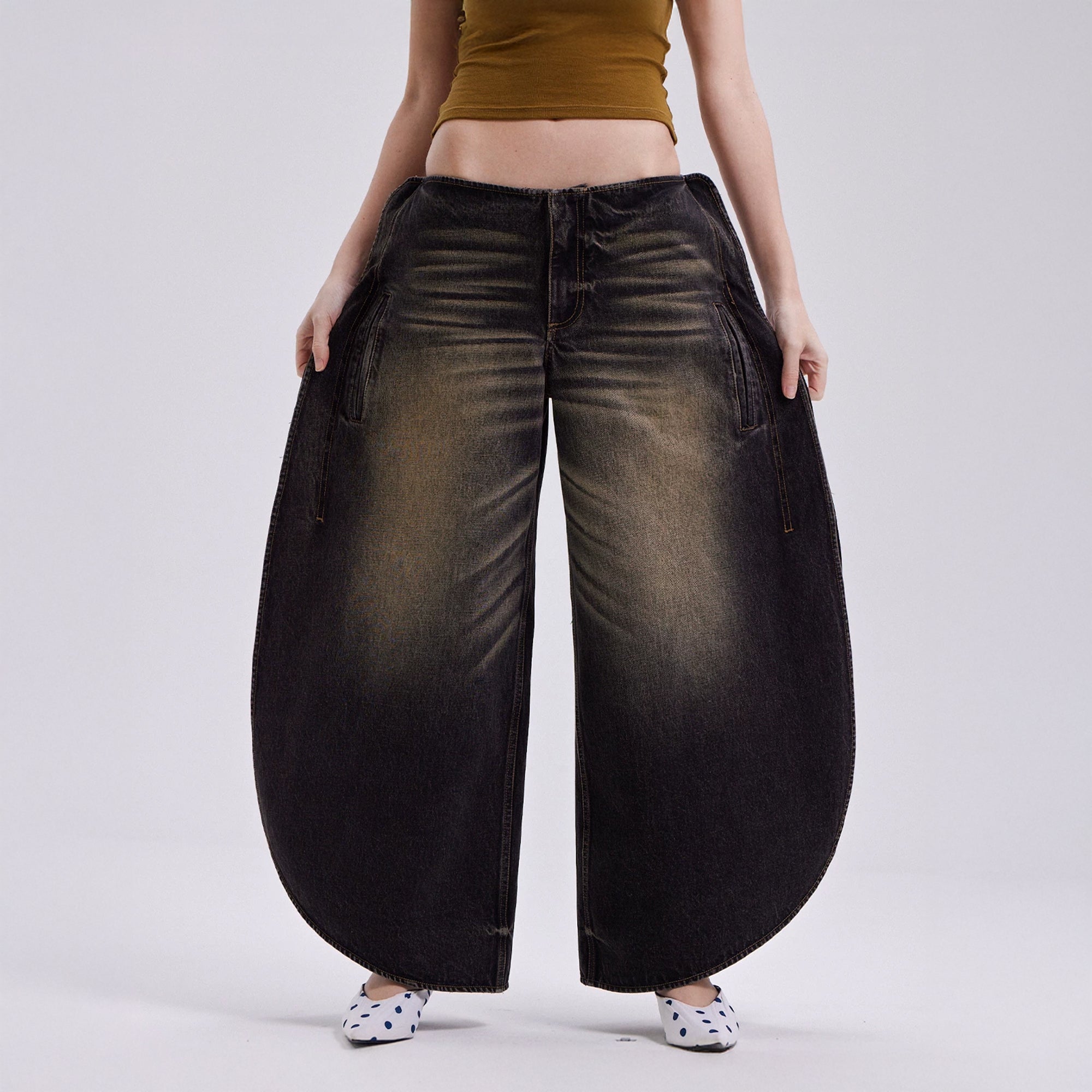VERSION9 Dirty Fit Barrel-Leg Jeans