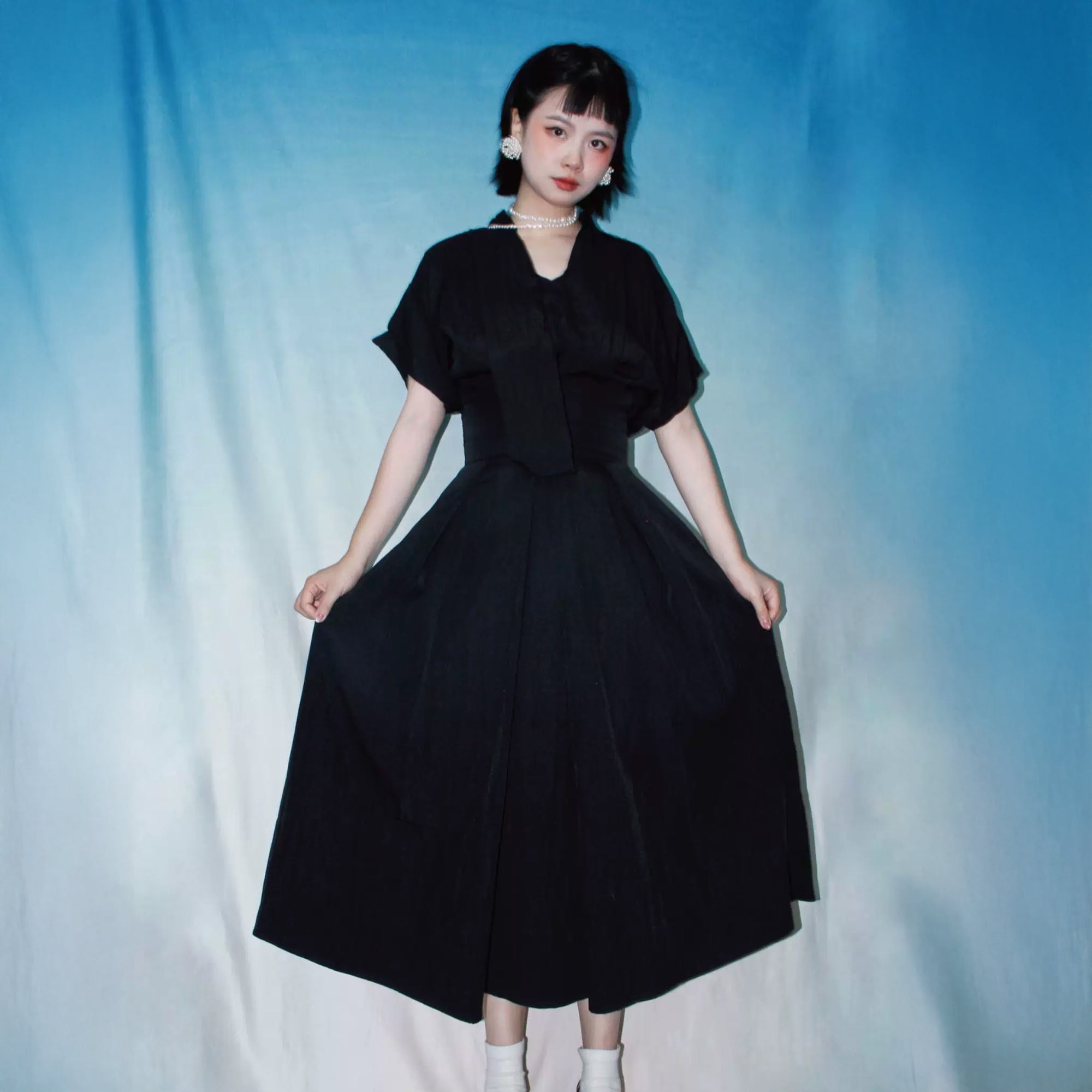 NOPMOB Scarf-Tie Pleated Maxi Dress