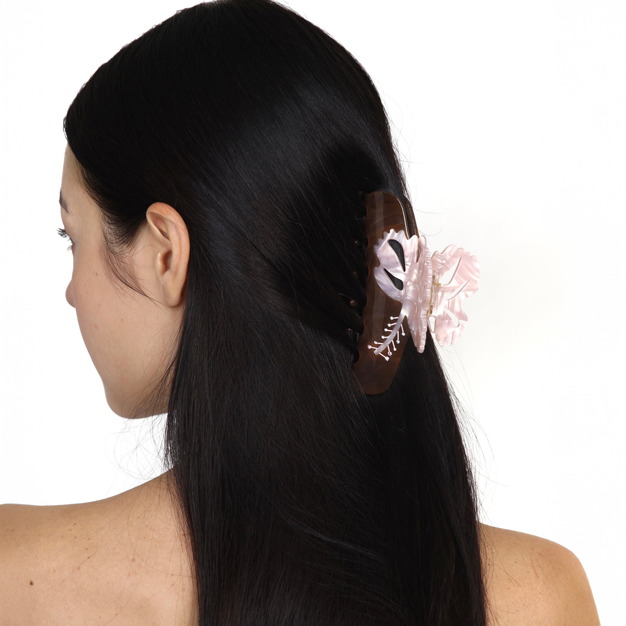 SCARLET SAGE Crystal-Embellished Hibiscus Acetate Claw Clip