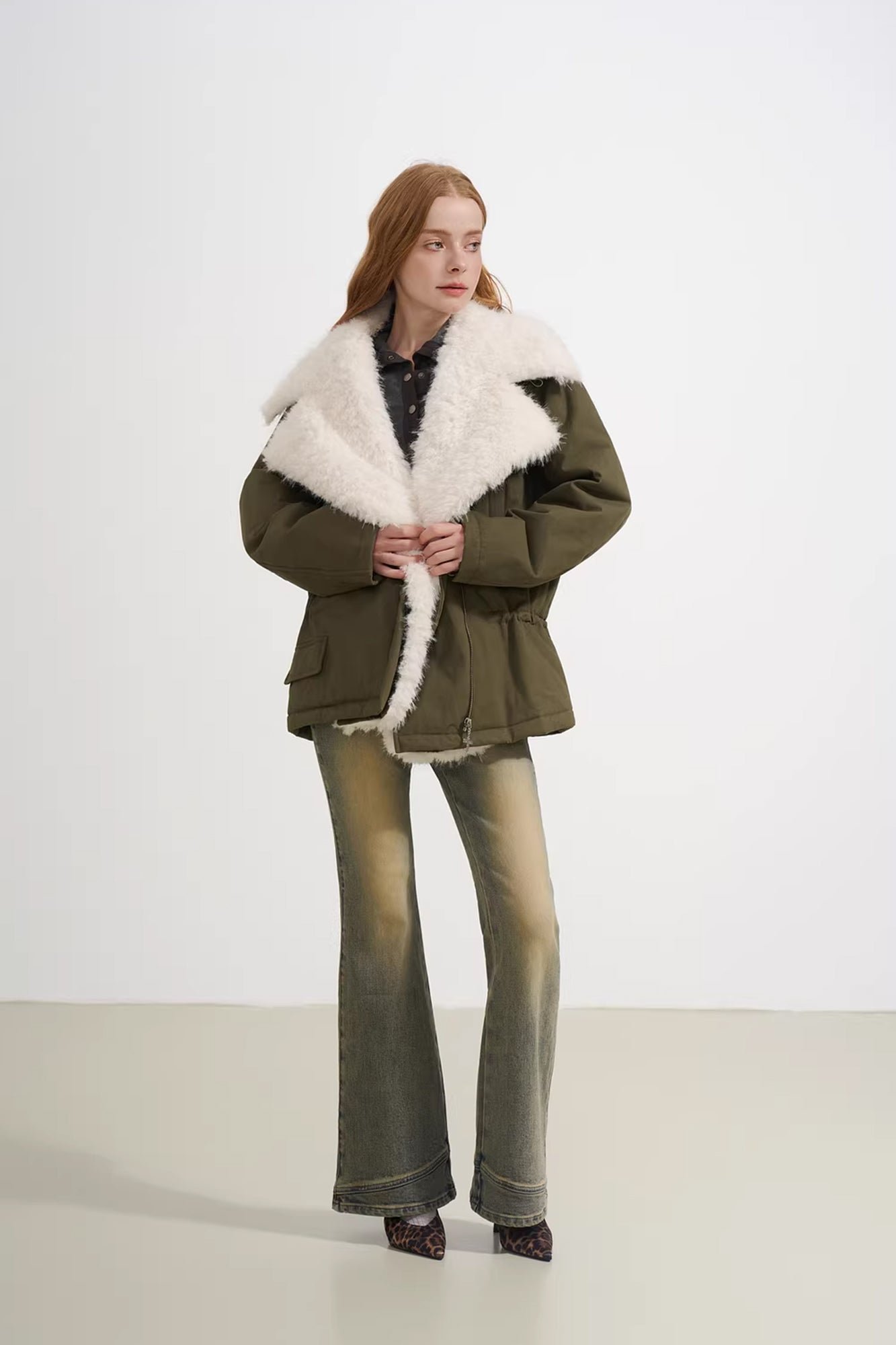 SOFITTE Asymmetric-Zip Detachable Lapel Padded Jacket