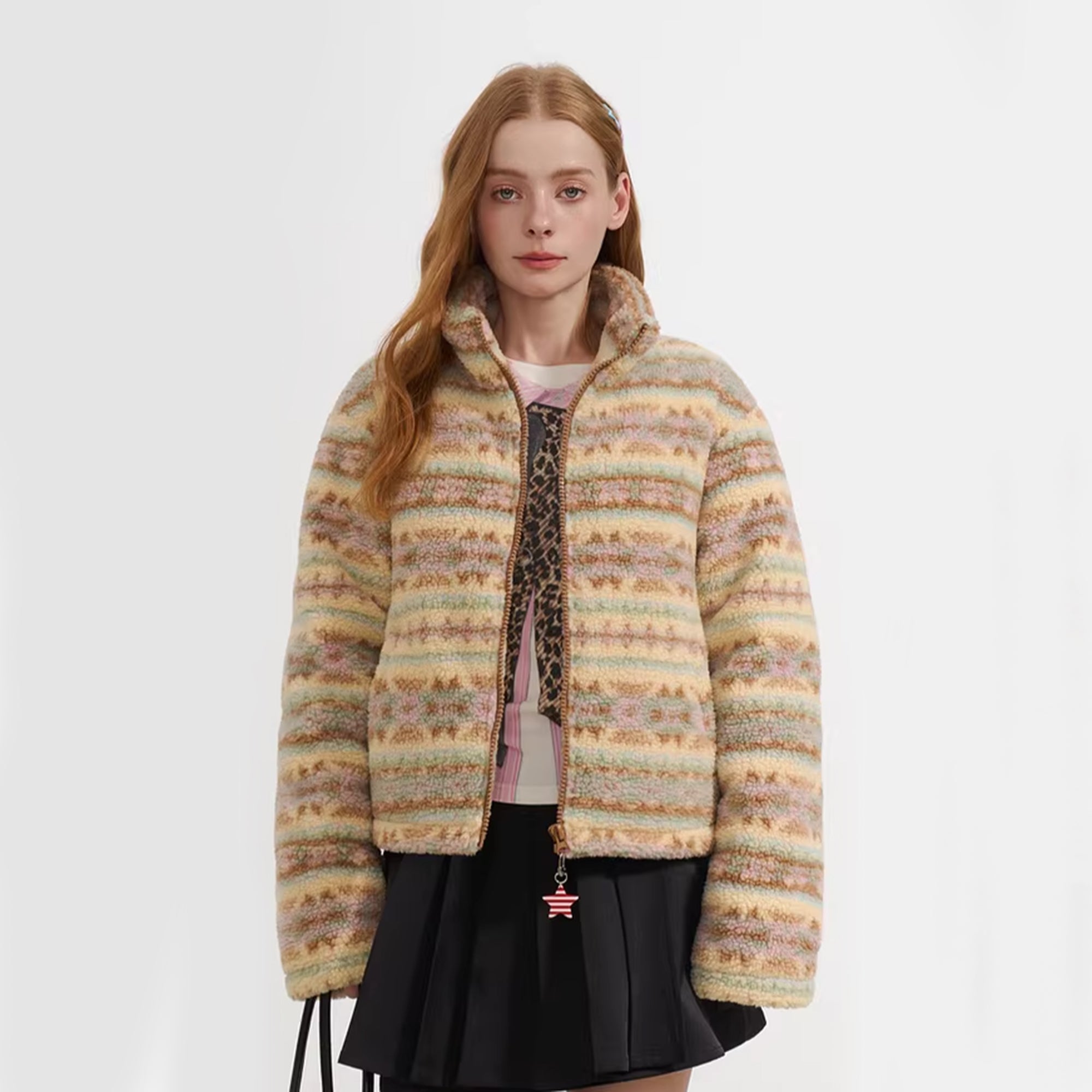 SOFITTE Stripes Fair Isle Faux-Shearling Jacket