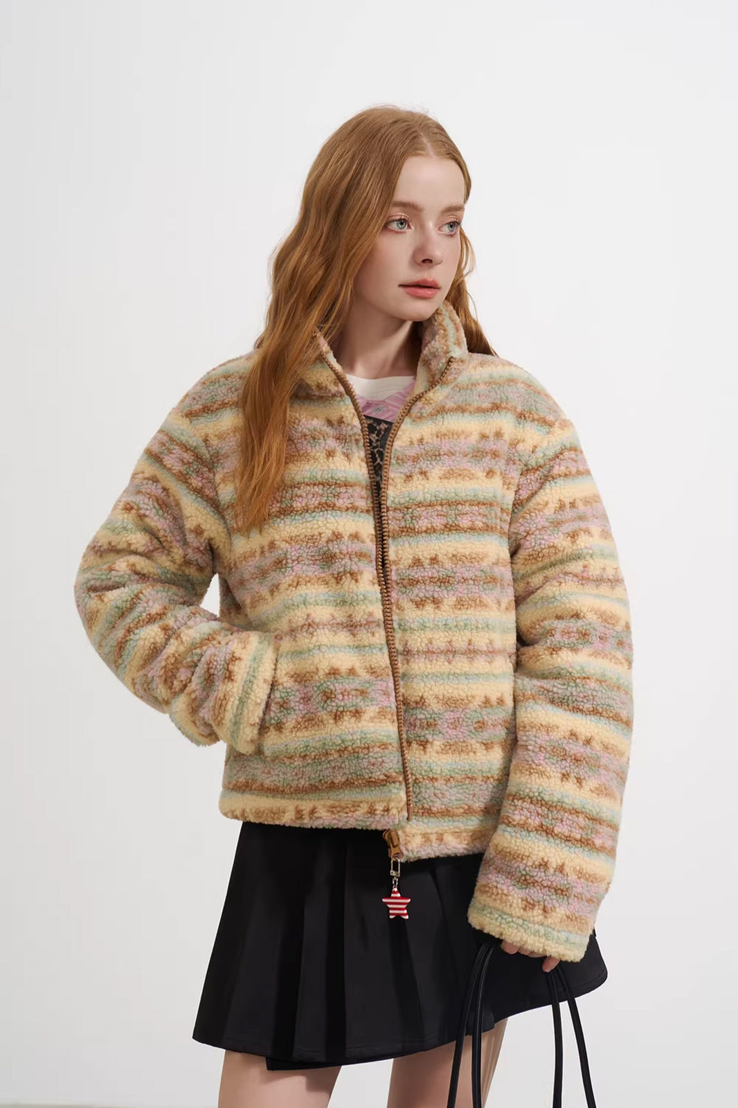 SOFITTE Stripes Fair Isle Faux-Shearling Jacket