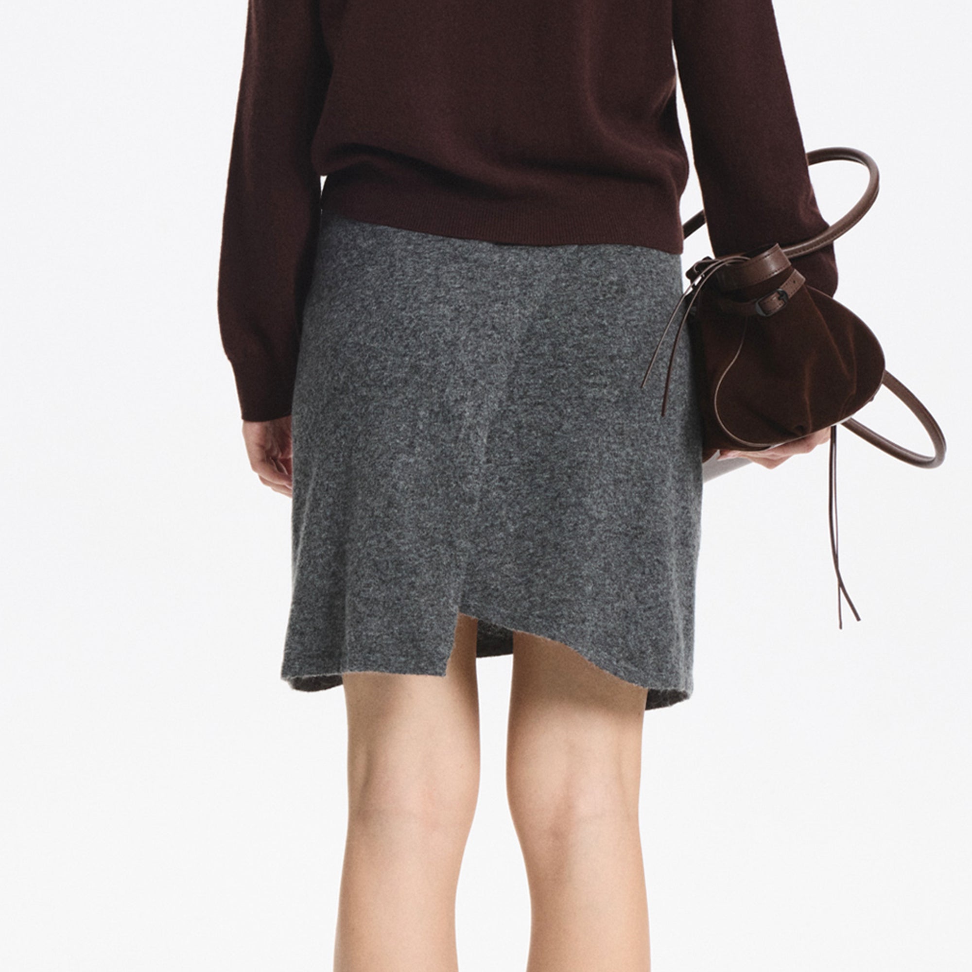 LEONSENSE Asymmetrical Wool-Blend Wrap Skirt