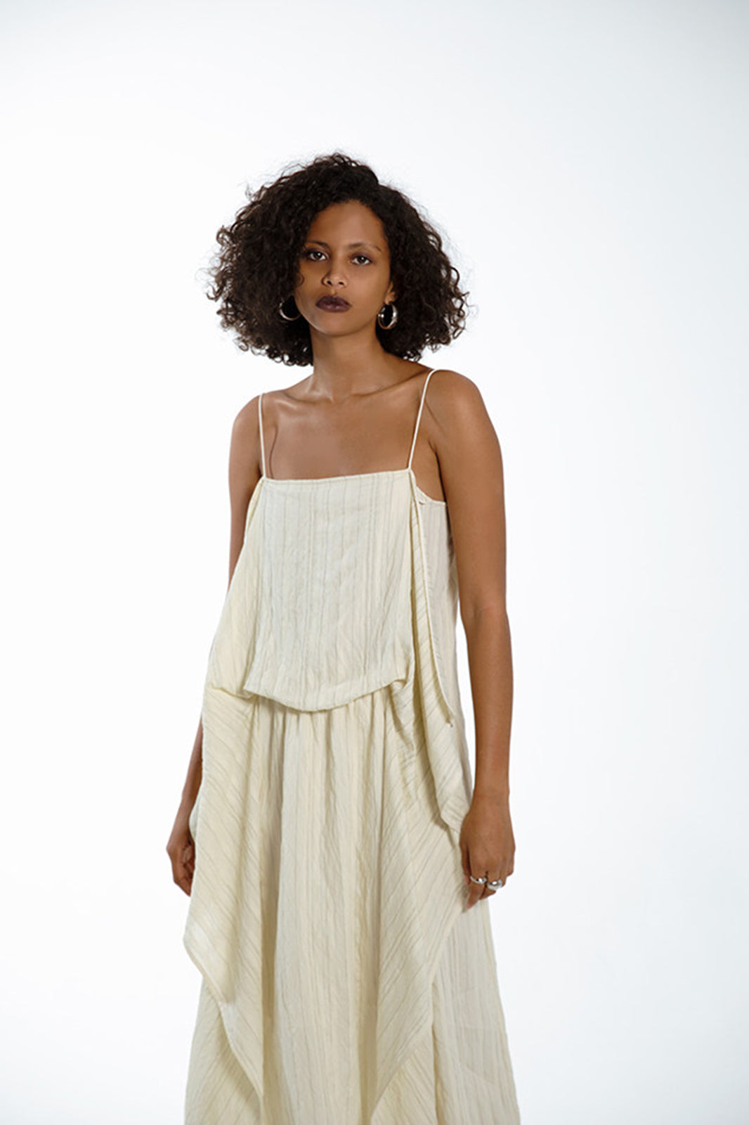 CAIRA Draped Panel Cami Midi Dress