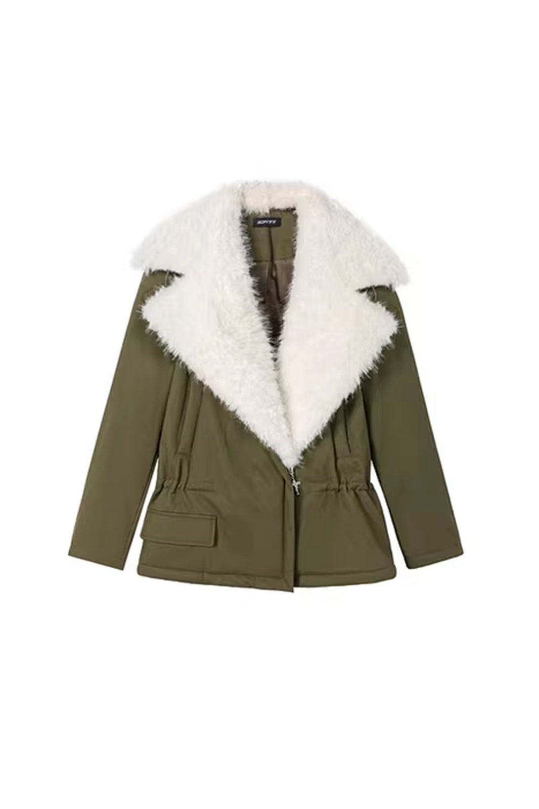 SOFITTE Asymmetric-Zip Detachable Lapel Padded Jacket