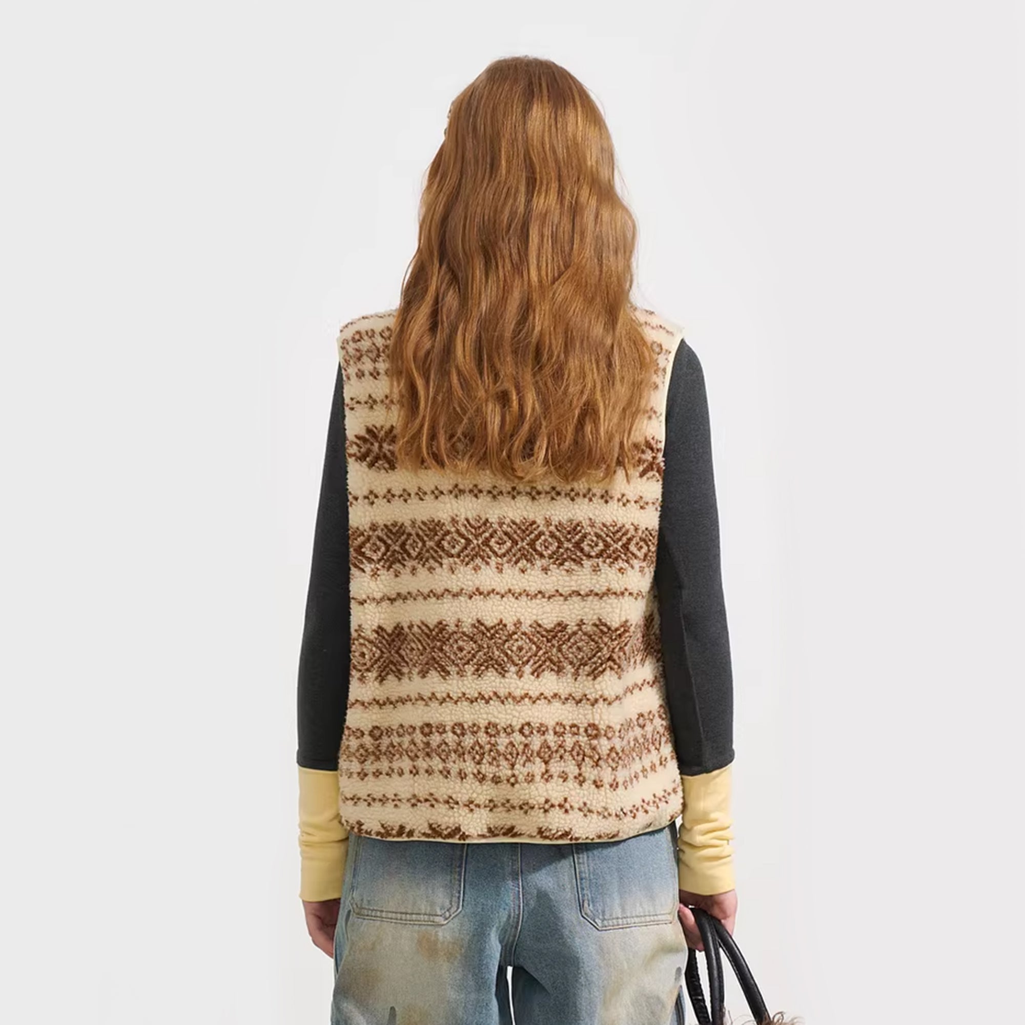 SOFITTE Fair Isle Faux-Shearling Mockneck Vest