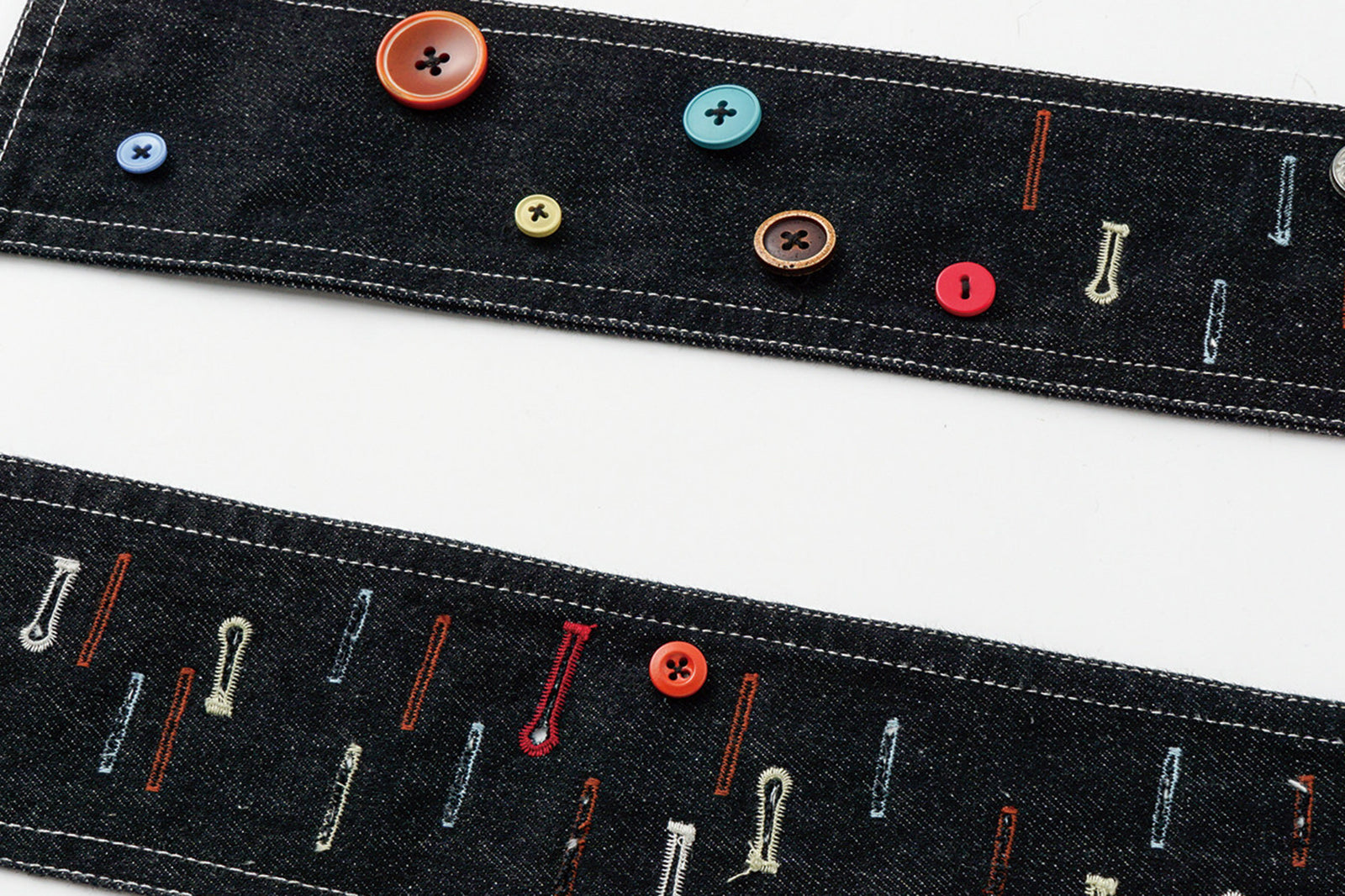 OINIMI Embroidered Buttonhole Denim Belt Bag