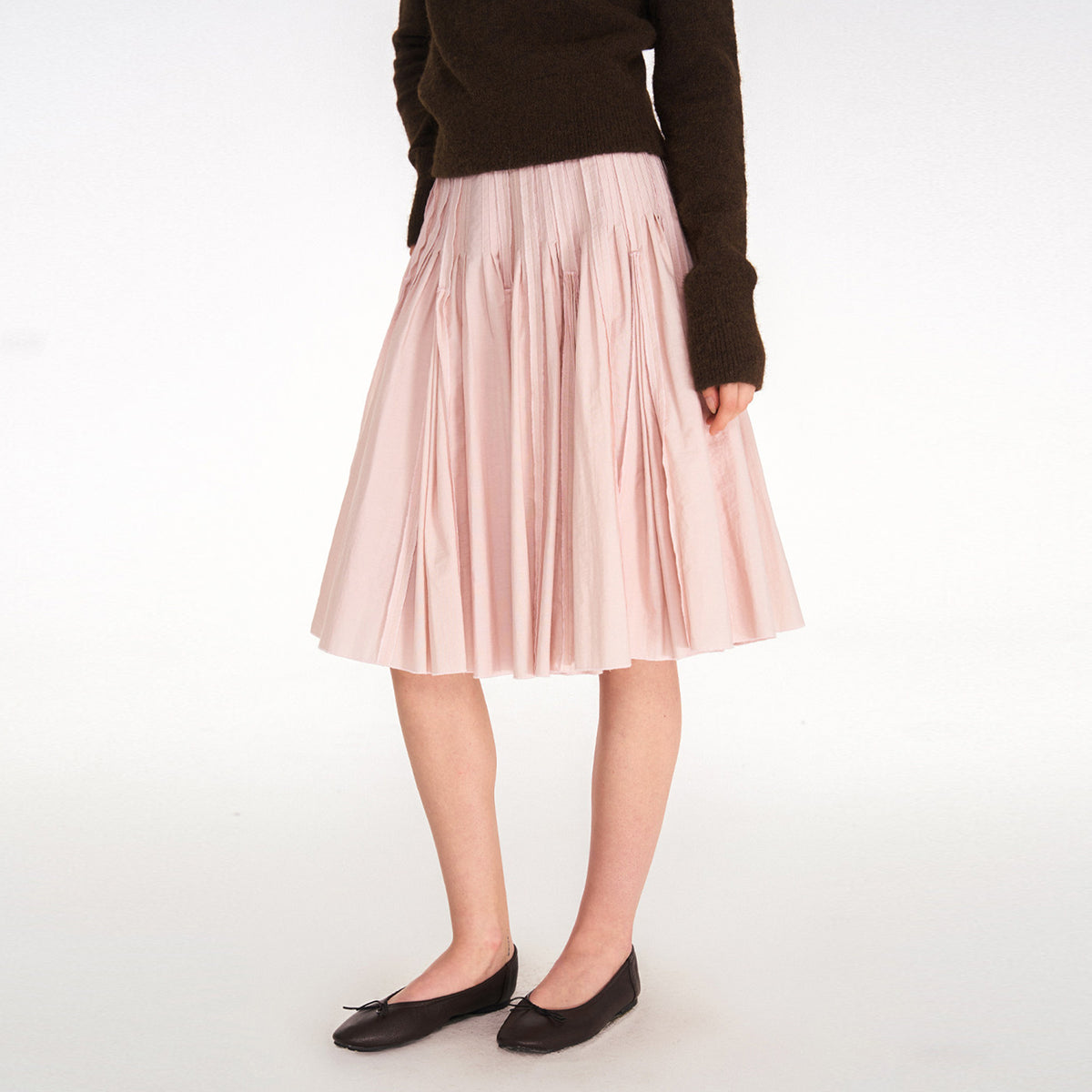 HSUSE Sculpted Pleat Flared Skirt