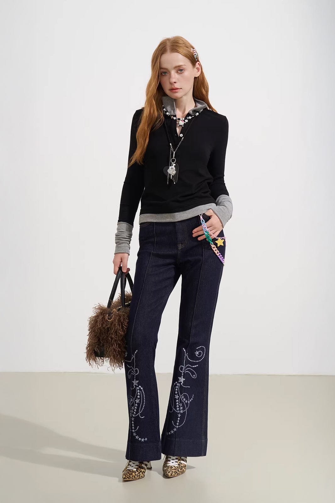 SOFITTE Collared Faux Layered Long-Sleeve Tee
