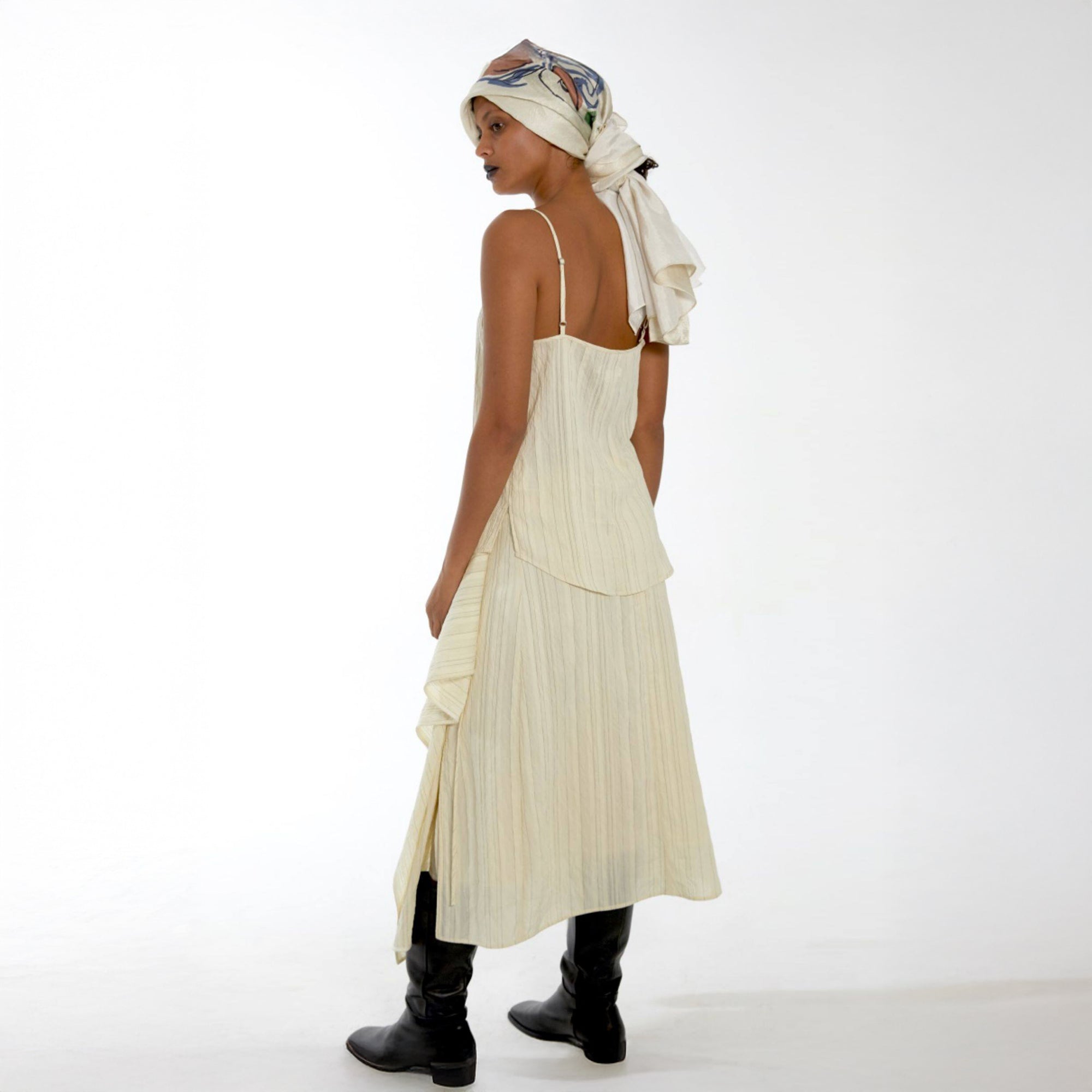 CAIRA Crinkled Cami Top & Layered Midi Skirt Set