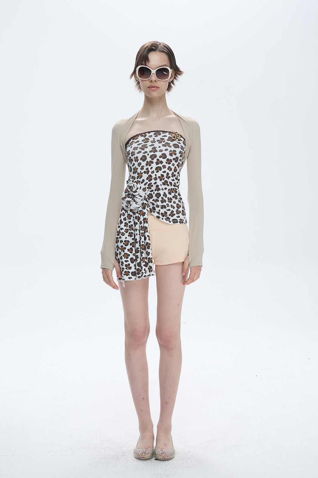 9266 STUDIO Rosette Draped Tube Top
