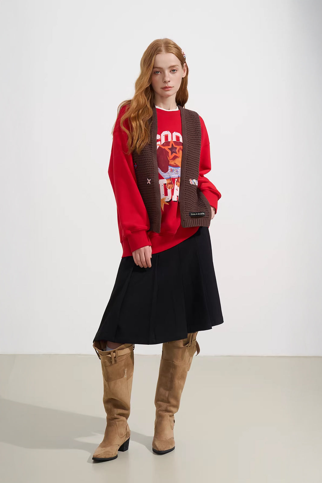 SOFITTE Leopard-Waist Belted Pleated Mini Skirt