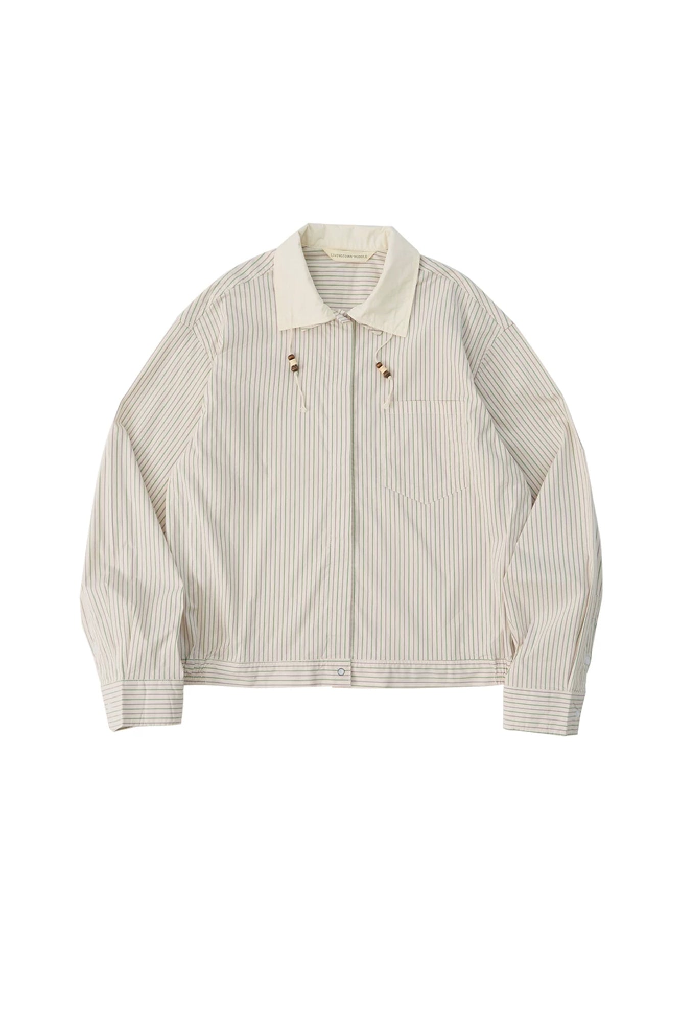 LIVINGTOWN Striped Beaded Drawcord Layered Collar Shirt